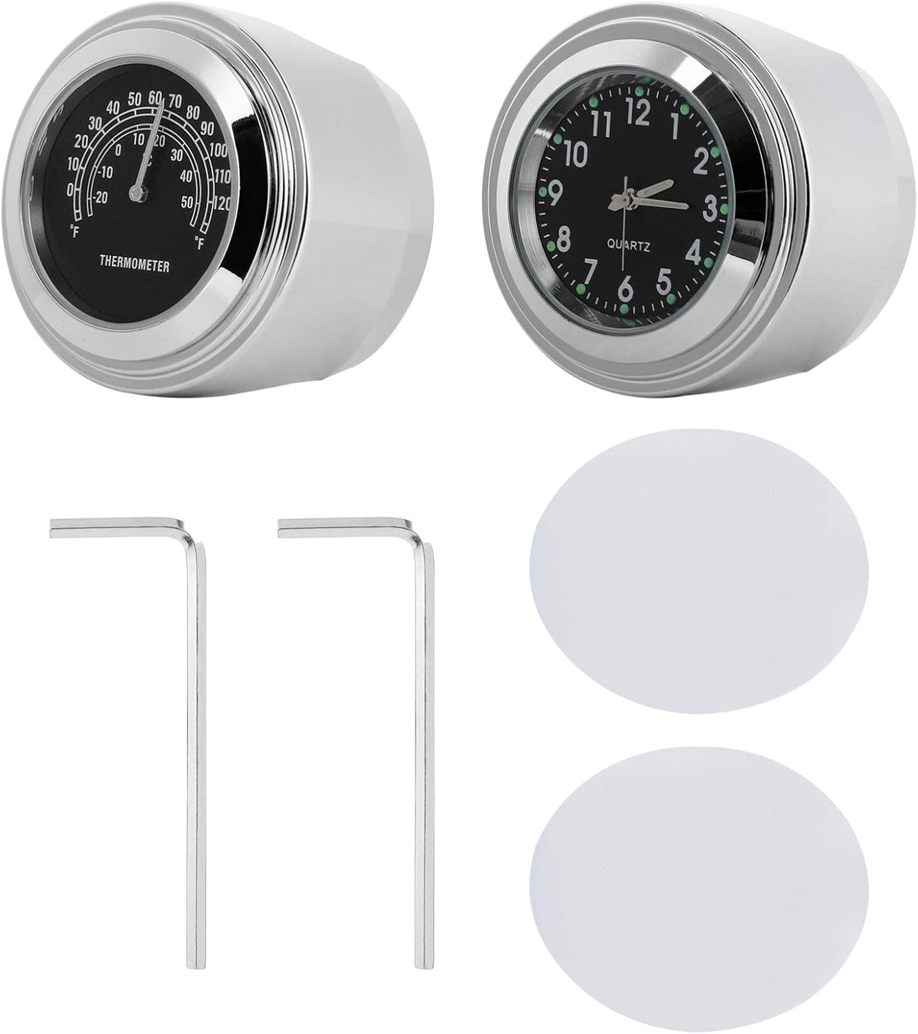 BESPORTBLE 2Pcs Motorcycle Handlebar Clock Thermometer Waterproof 22-25Mm Practical Dial Handlebar Mount Motorbike Accessories image number 5