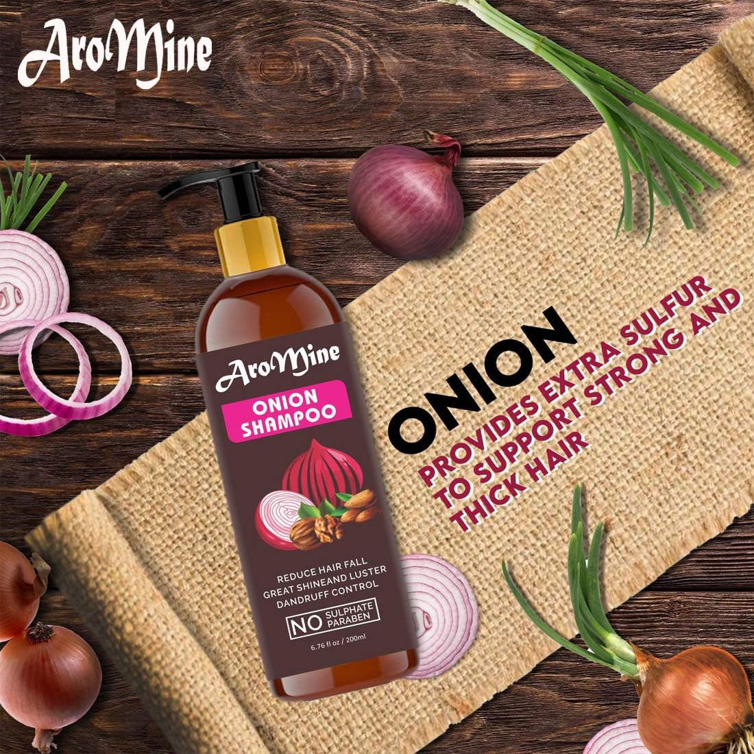 Natural & Organic Red Onion Shampoo - Paraben & Sulphate Free, 200Ml image number 1