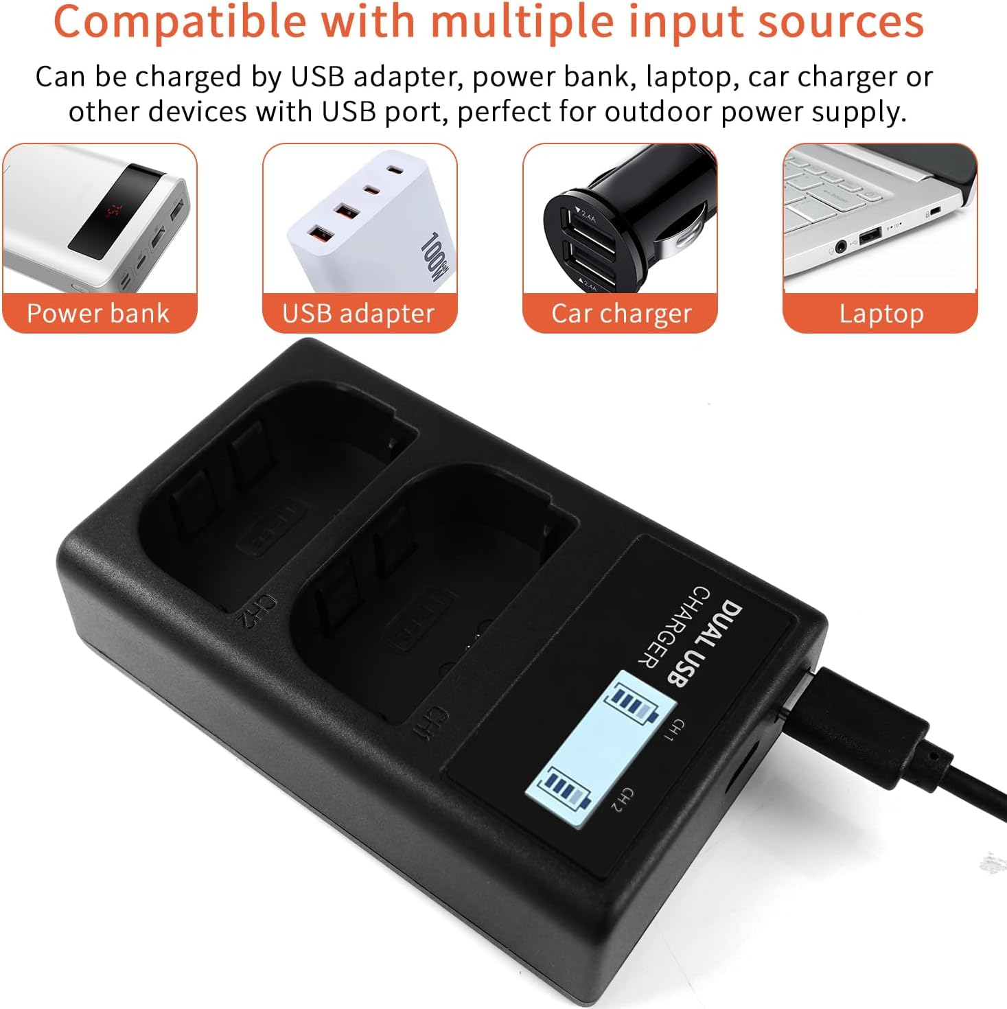 QUMOX LP-E6NH Replacement Battery & USB Charger Set, 2X Pack 2250Mah Replacement for LP-E6 LP-E6NH Battery, Dual Slot USB Charger Compatible with Canon EOS R7 R5 R6 R6 II R, 5DIV, 6DII, 7DII, 80D, 90D image number 1