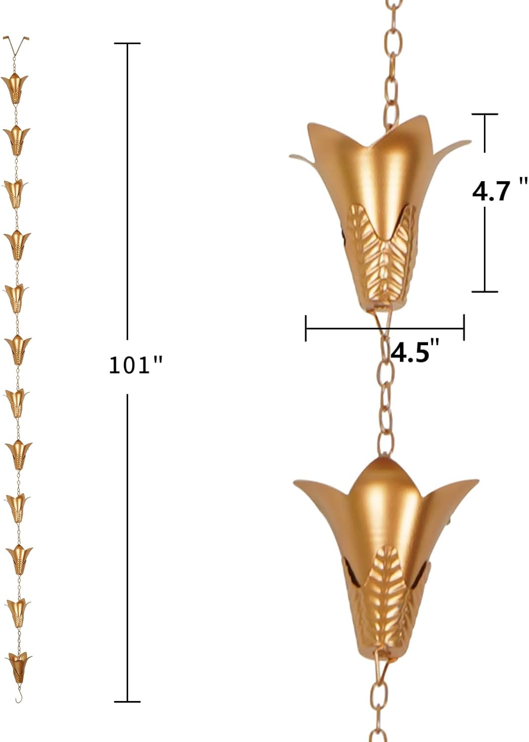 TZSSP Rain Chains Decorative Rain Chain Bell with 12 Cups, Rain Chain for Home Garden Patio Outdoor Decor,8-1/2 Length,102 Inch - Bell image number 6
