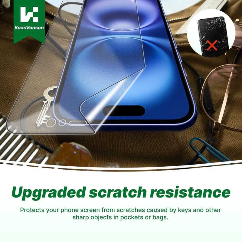 Koasvonson Matt Hydrogel Film for Iphone 15 Plus, Pack of 2, Anti-Glare Screen Protector, TPU Screen Protector, Anti-Glare Protection, Shock-Resistant, Anti-Fingerprint image number 5