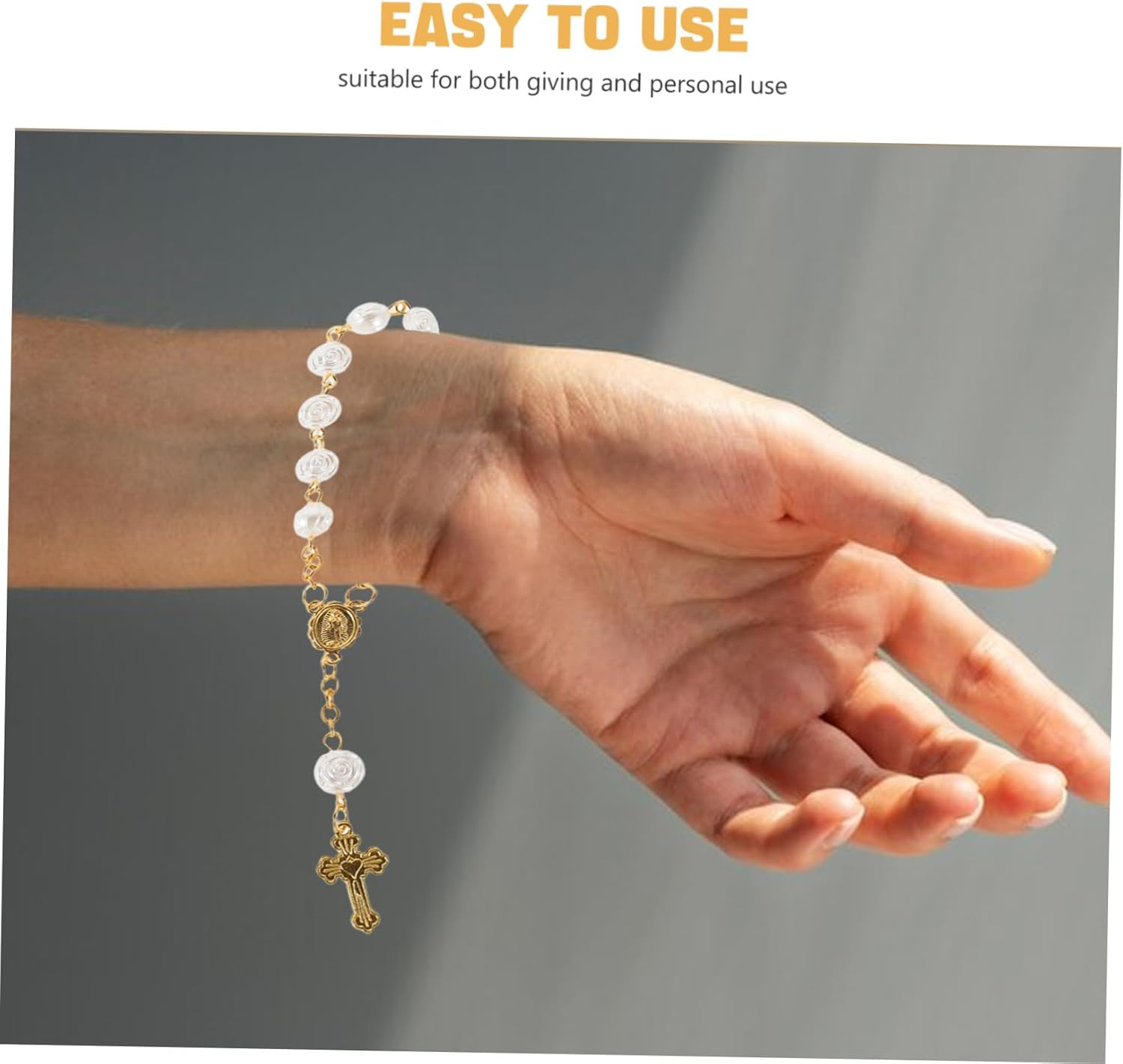 CALLARON 4Pcs Boy Girl Baptism Rosary Finger Chain Jewelry Miniature Beads for Baptism Ceremony Favors Wedding Mass Christening Religious Wedding Party Favors for Girls