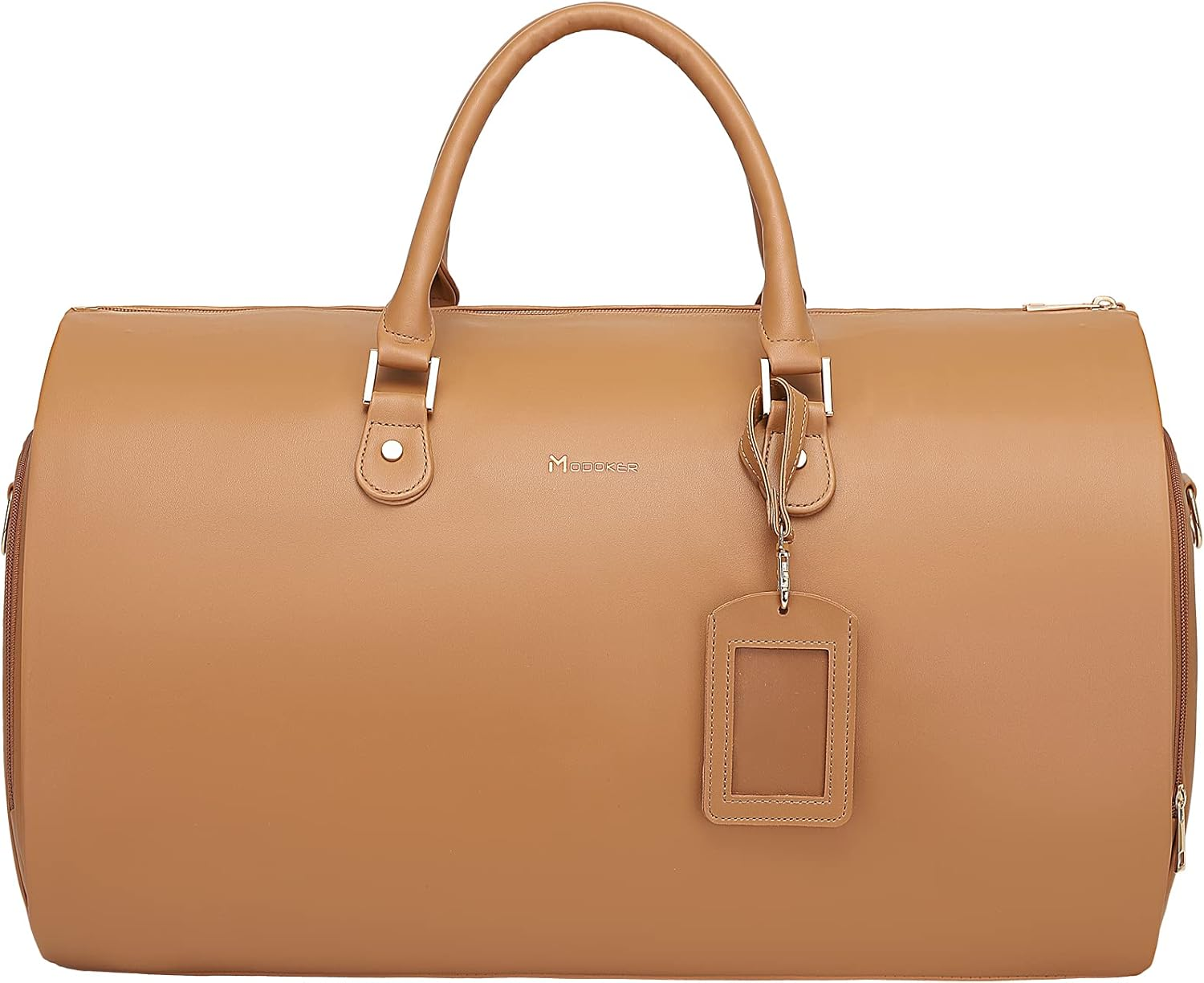 Modoker Women Convertible Leather Garment Bag with Shoulder Strap, Carry on Garment Duffel Bag - 2 in 1 Hanging Suitcase Suit Travel Bags