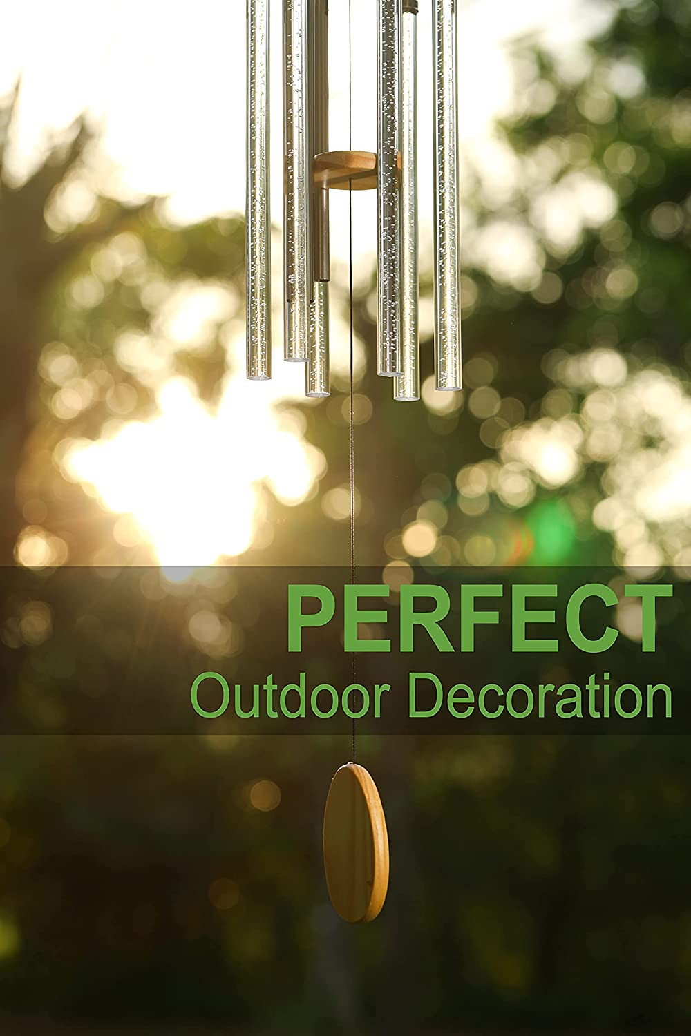 Solar Wind Chimes for Outside, Desgully 6 LED Tubes Color Changing Outdoor Clearance Unique Garden Decor Colorful Patio, Gifts for Her/Him (37" Long)