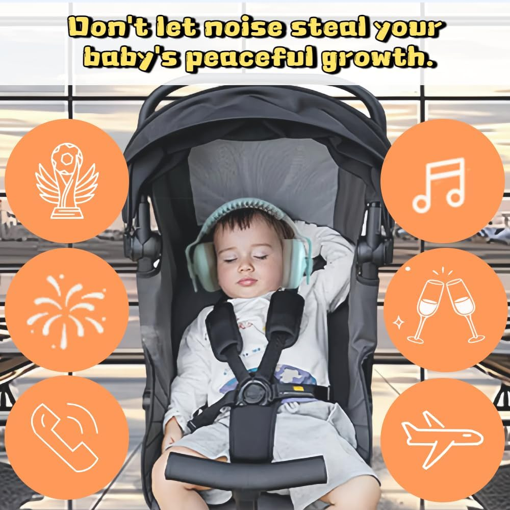 Ear Baby Ear Muffs, 2-In-1Baby Ear Protection 0&ndash;48 Months, 25Db Noise Cancelling Headphones, Lightweight & Safe Fit Ear Muffs for Travel, Sleep, Daily Use,Comfortable Hearing Protection - Grey image number 7