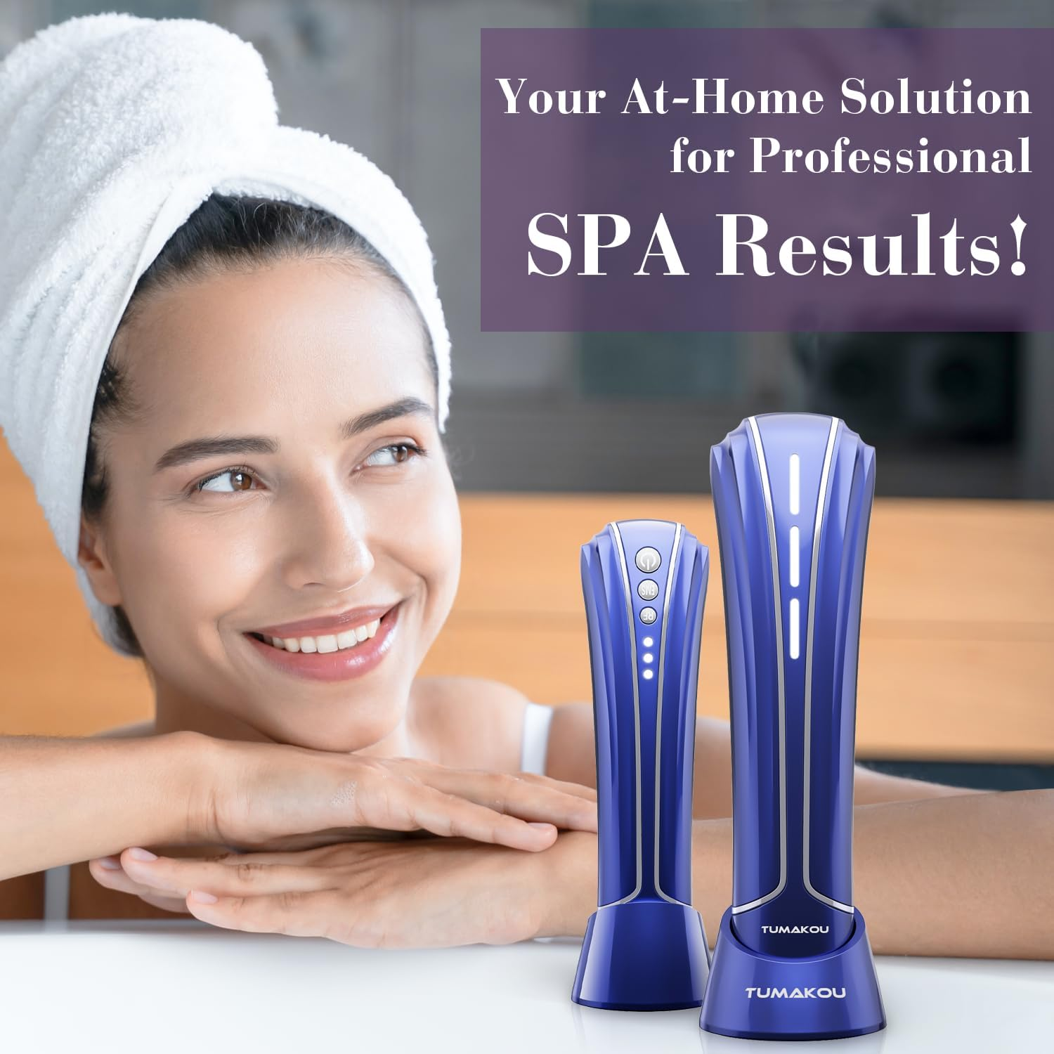 Radio Frequency Device - TUMAKOU 4 in 1 EMS Red Blue Light Therapy Wand for Face at Home - Microcurrent Facial Device - RF Radiofrequency Skin Neck Facial Machine image number 2