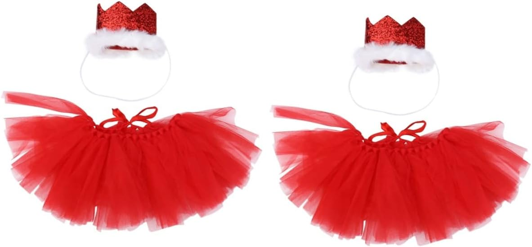 Ipetboom 4Pcs Pet Gauze Skirt Party Mesh Dog Clothes Puppy Dress Pet Supplies for Puppy Dog Crown Headband Skirt Crown Headband