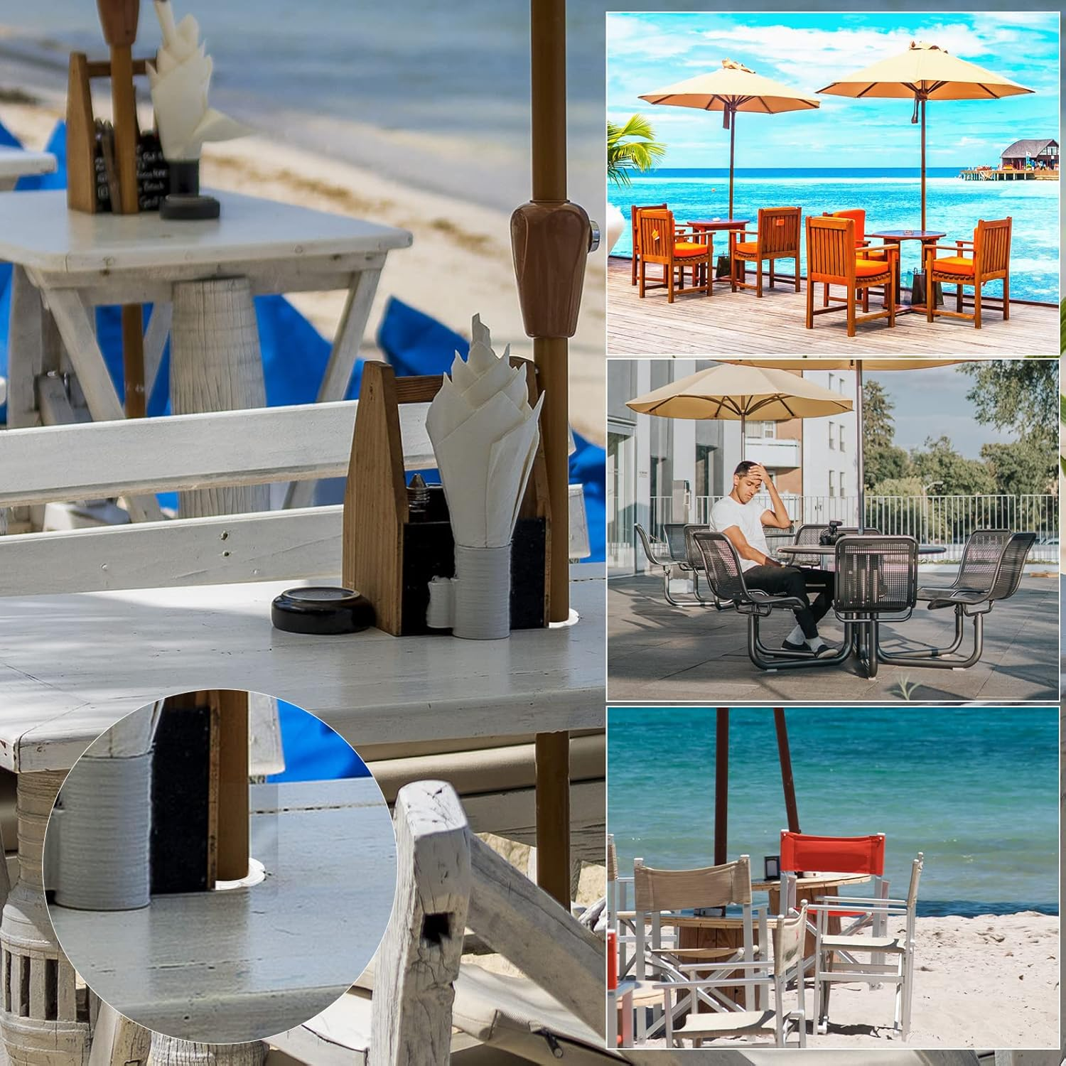 AIEX 2Pcs Patio Table Umbrella Hole Ring, Silicone Umbrella Table Plug Flower Shape Patio Table Umbrella Parasol Hole Ring for 2 Inch Table Hole (Clear) image number 2