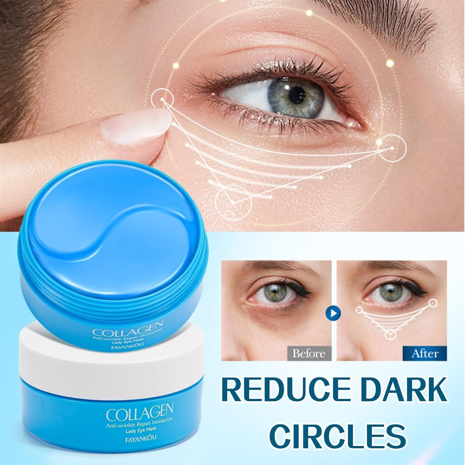Collagen under Eye Gel Patches, under Eye Patches for Puffy Eyes & Dark Circles, Collagen & Retinol for Brightening & Hydration image number 5