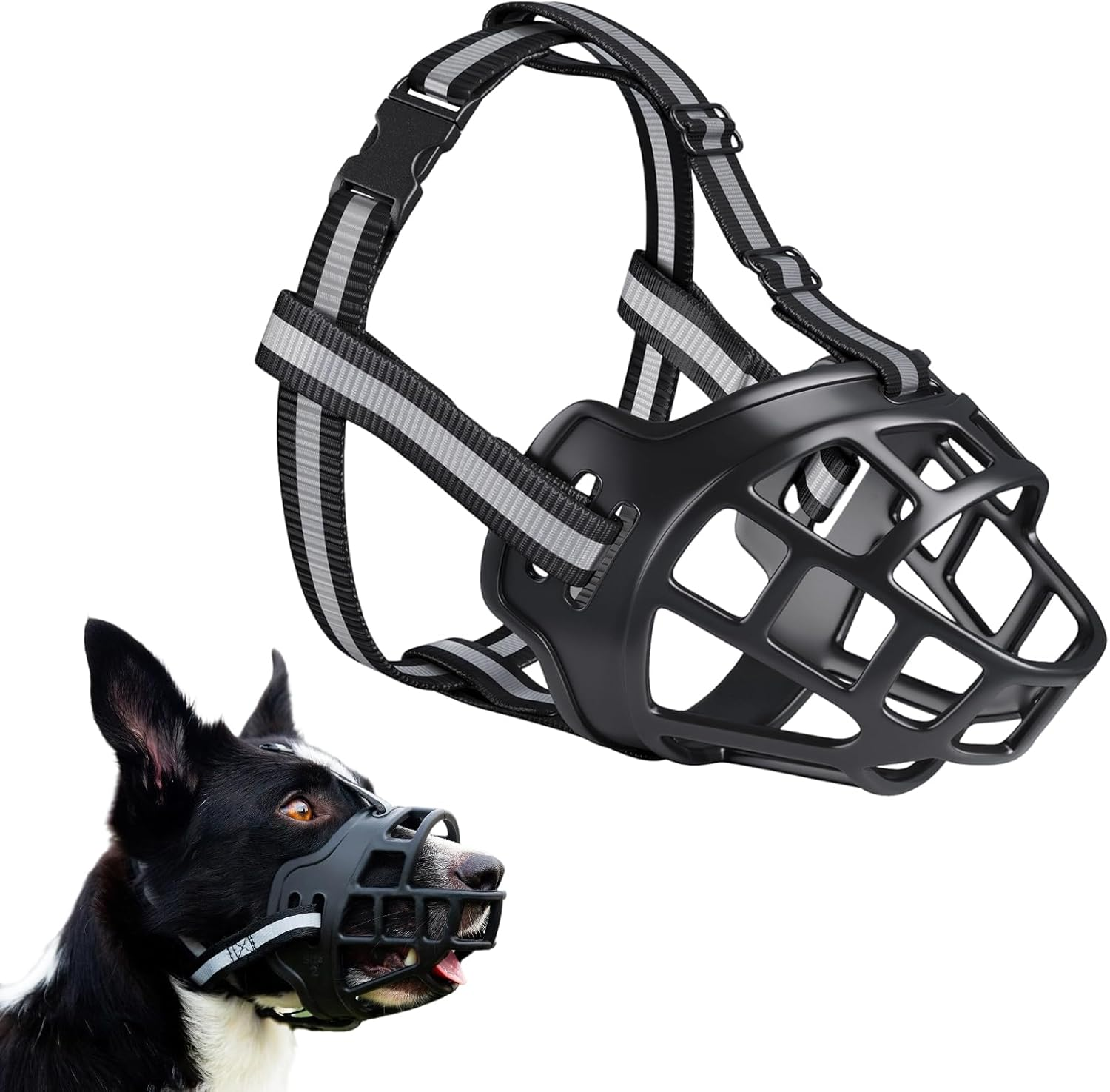 Muzzle for Dogs, Adjustable Muzzle Dog, Poison Bait Protection for Small, Medium with Adjustable Straps, Prevents Barking image number 4