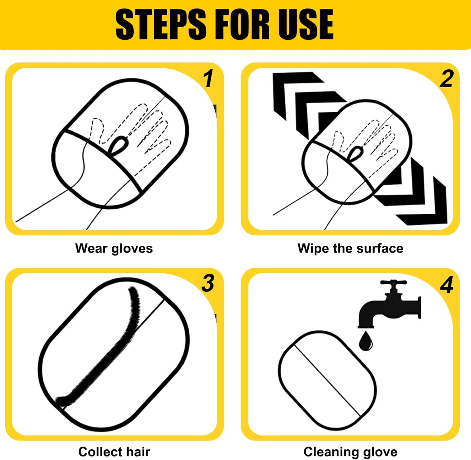 Pet Hair Remover Gloves, Electrostatic Reusable Cat & Dog Fur Removal Tool, Double-Sided Static Cleaning Upgraded Grooming Mitt for Deshedding & Washing for Couch, Furniture, Carpet & Car image number 5