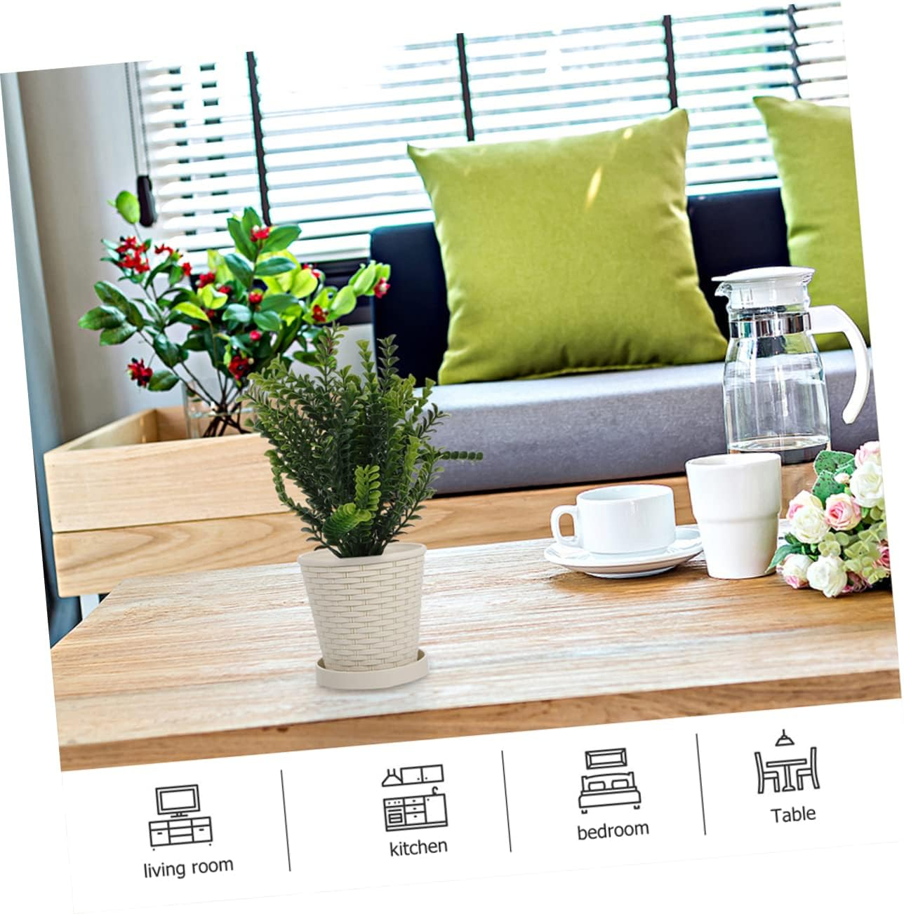 Outanaya Resin Flowerpot Plant Pot Indoor Outdoor for Gardening Vegetable Growing Pot Drainage Planter Box for Plants Decor image number 4