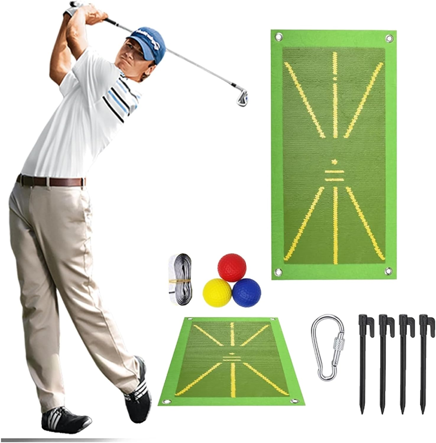 Golf Hitting Mat | Golf Training Mat for Swing Path Feedback/Detection Batting | Golf Practice Mat 50 * 25Cm | Advanced Guides and Rubber Backing for Home/Indoor/Outdoor image number 5