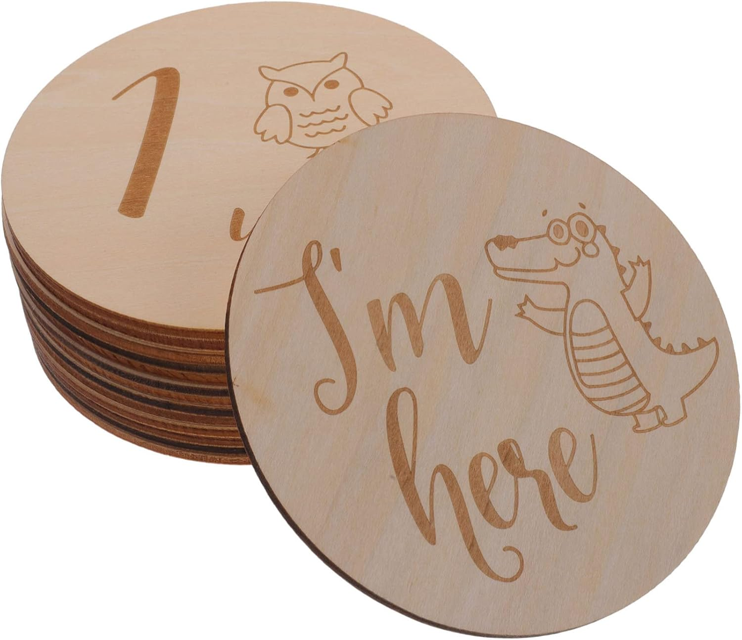 Newborn Wooden Milestone Cards Milestone Wooden Circles for First Year Announcements image number 6