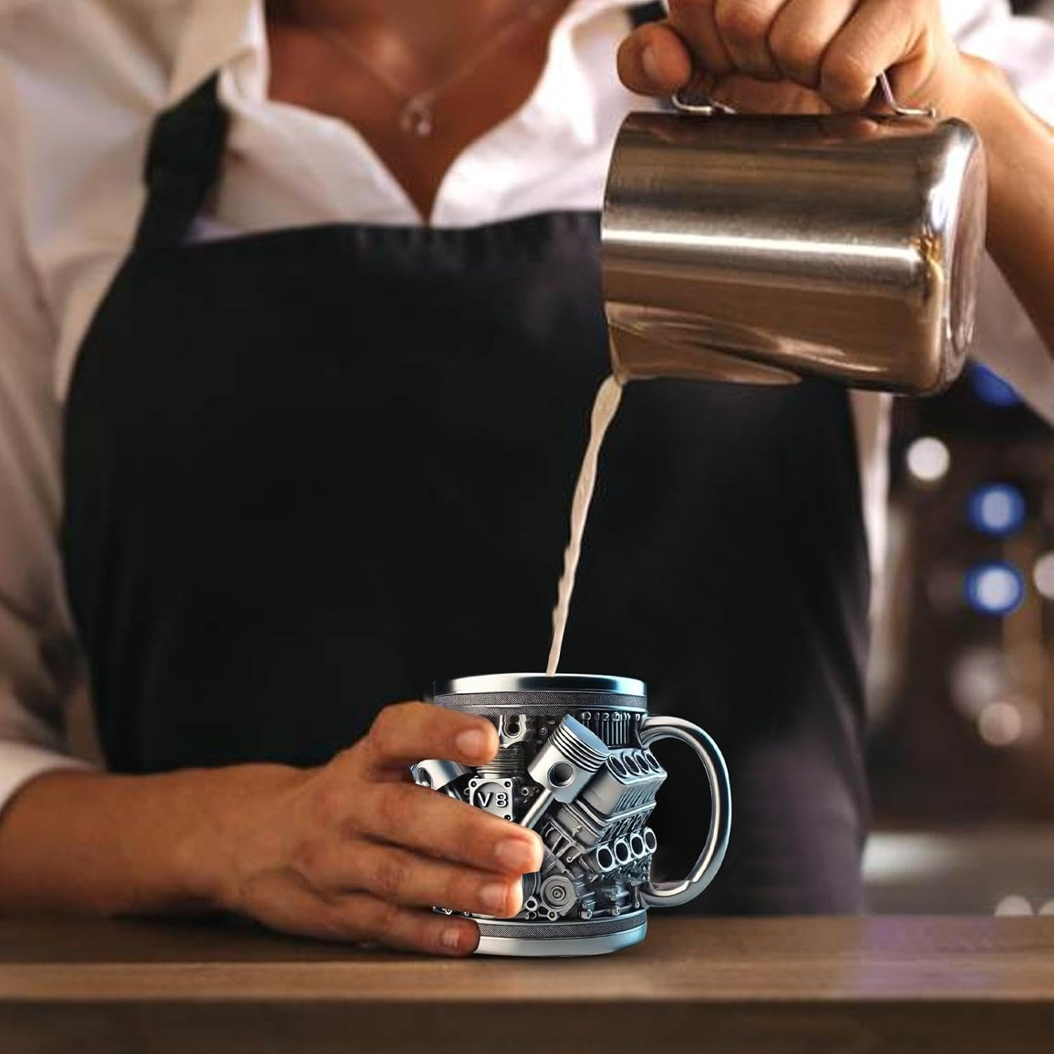 V8 Engines Stainless Steel Cup, 15OZ V8 Engine Coffee Mug, Creative Car Engine Coffee Cup with Insulated Handle, 2025 Novelty Automobile Engine Coffee Mug, for Car Lovers Gift image number 2