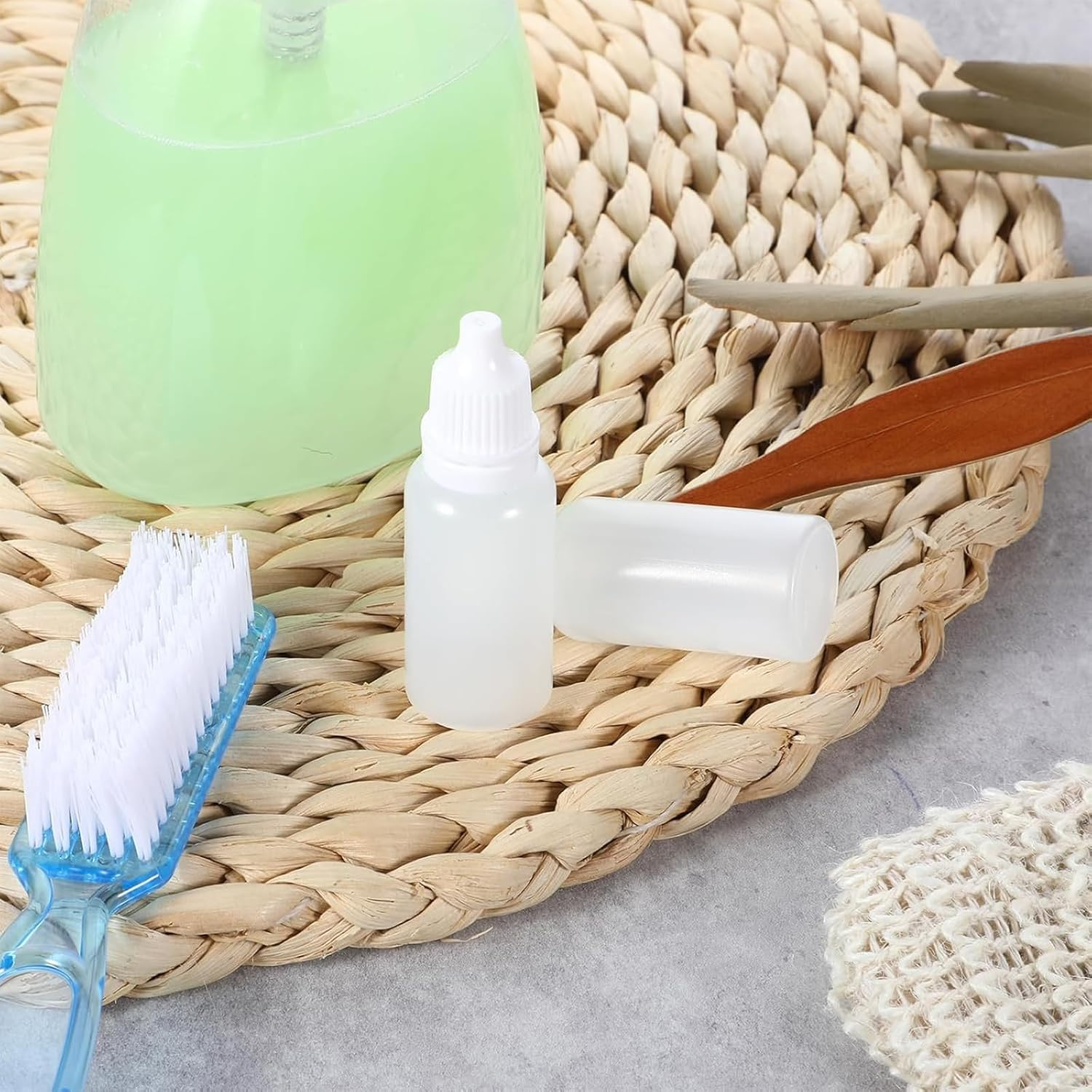 20Pcs 10Ml Squeezable Dropper Bottles White, with 1Funnel and 2 Dropper and 2Pcs 21 Stickers for Travel, Medical, Arts Crafts, Laboratory, Home image number 1