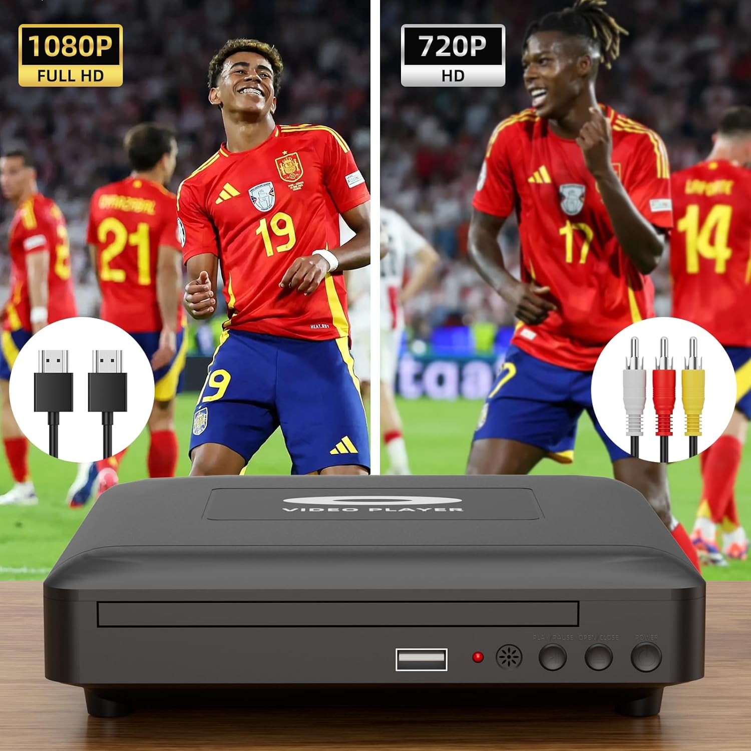 Mini HD DVD Player with Hdmi, HD DVD Player for TV, Multi Region DVD Player for Smart TV, HDMI/RCA Output Cable Included, 1080P, Breakpoint Memory,Not Blu-Ray, Built-In PAL/NTSC, CD Players for Home image number 2