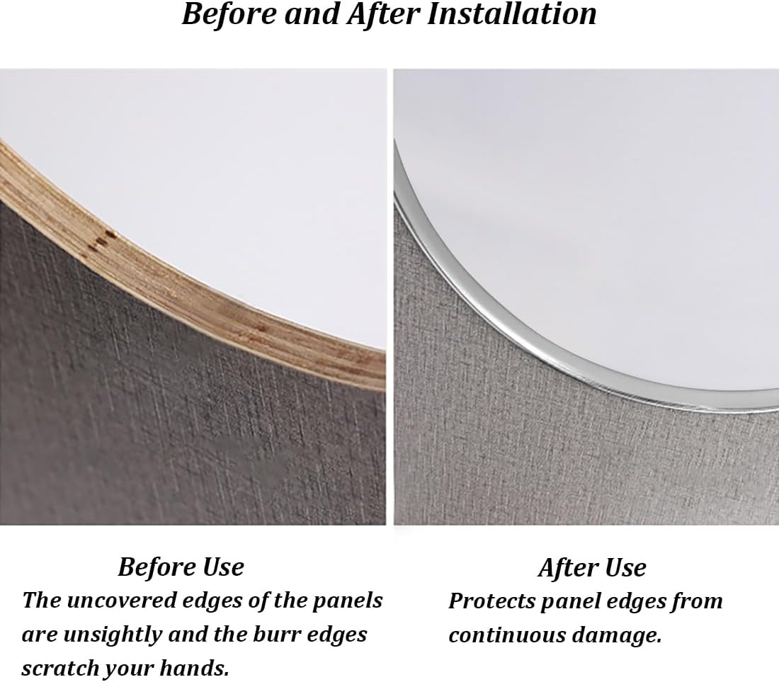 U-Shape Furniture Edge Banding, 5M Flexible Peel and Stick Edge Banding, Self Adhesive Edge Banding, DIY Furniture Edge Trim for Table, Cabinet, Furniture Restoration (18Mm,Silver)