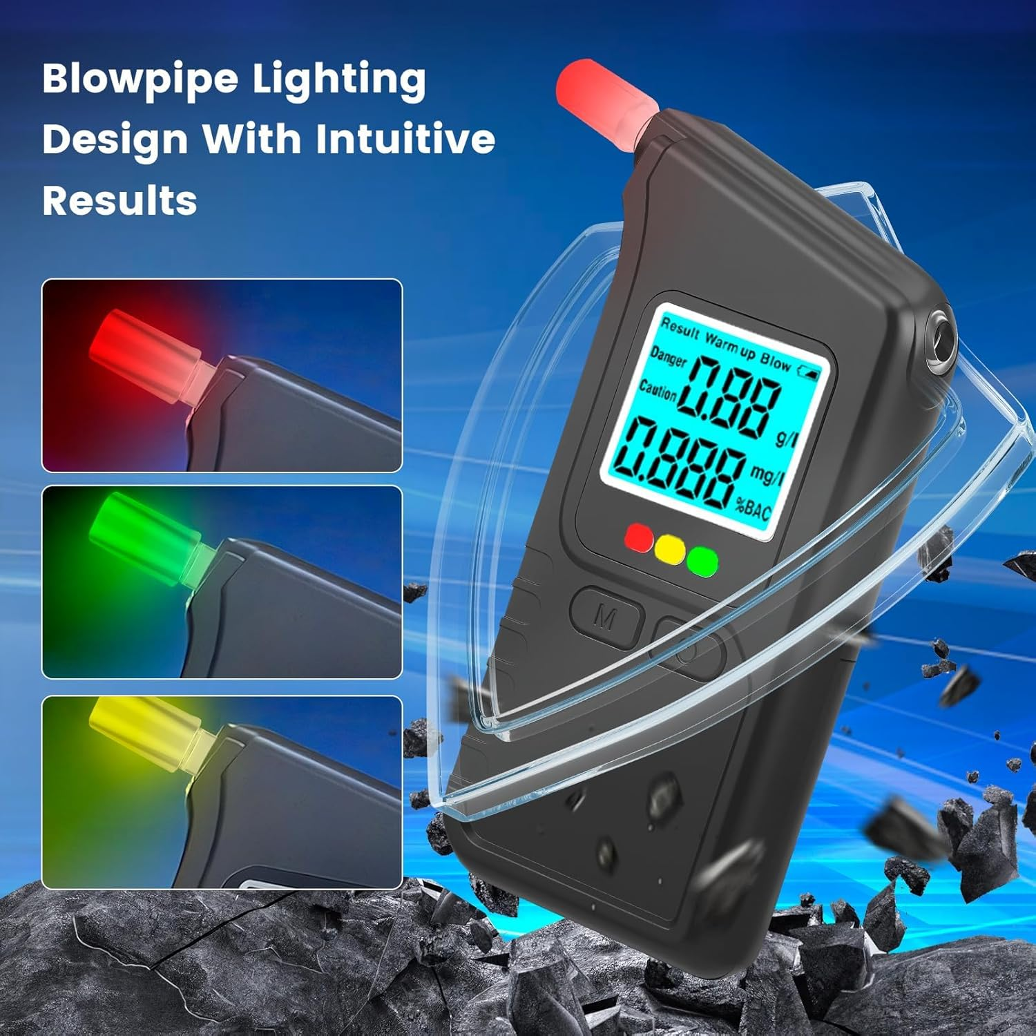 Alcohol Breathalyzer, Professional Portable Tester with LCD Display & 10 Mouthpieces for Personal and Home Use image number 6