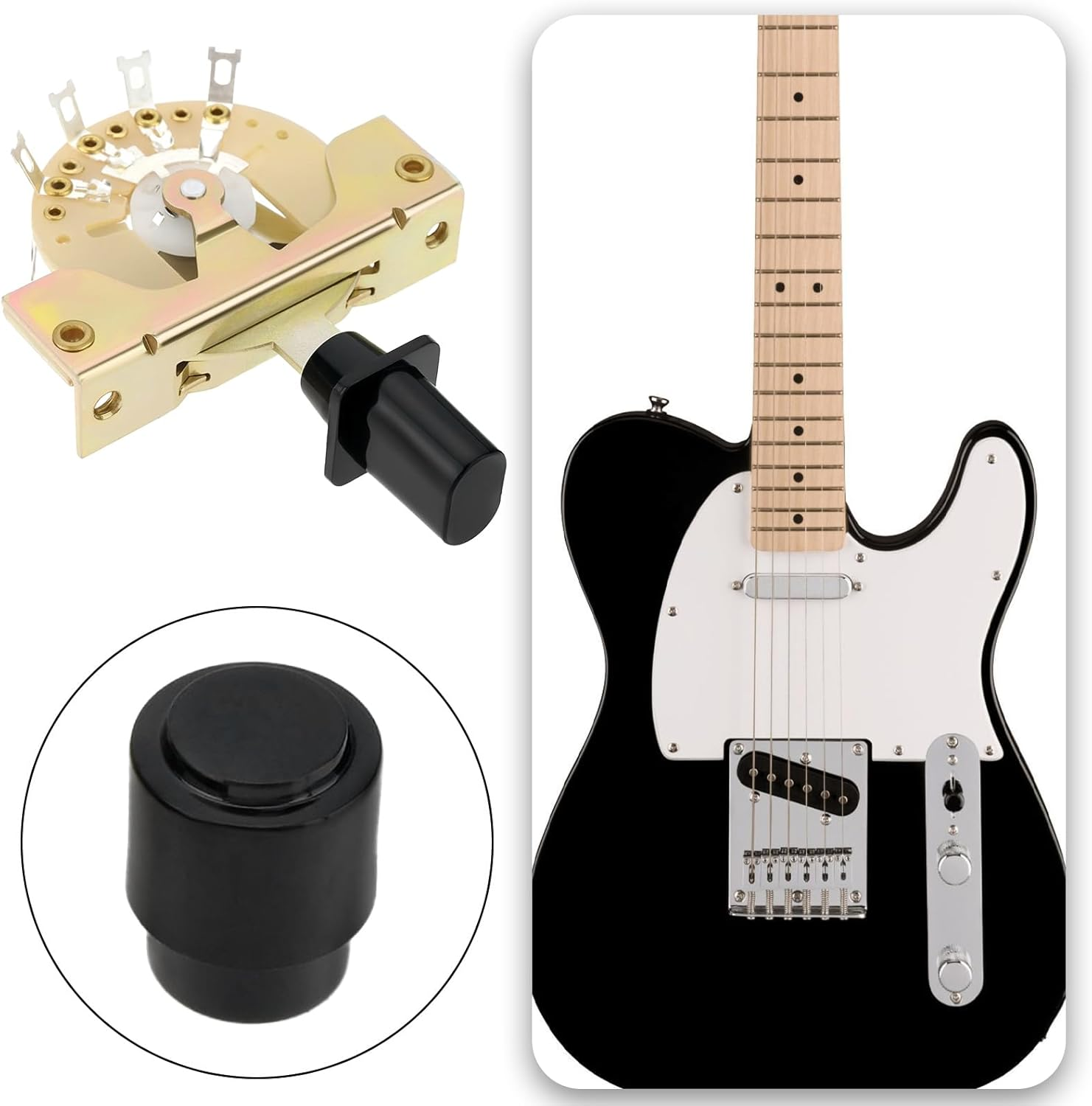 3-Way Guitar Pickup Selector Switch with 2 Knob Compatible with Telecaster Pre-1977 Compatible with Stratocaster Vintage Style image number 6