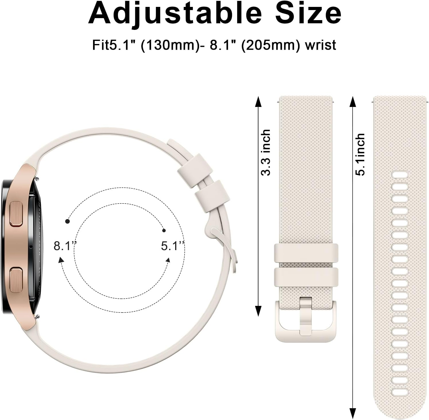 3 Pack Sport Bands for Garmin Forerunner 245 Band, Garmin Vivoactive 5 Band, Garmin Venu SQ Band,20Mm Soft Silicone Replacement Watch Strap for Garmin Forerunner 55/645/245 Music Smartwatch image number 6