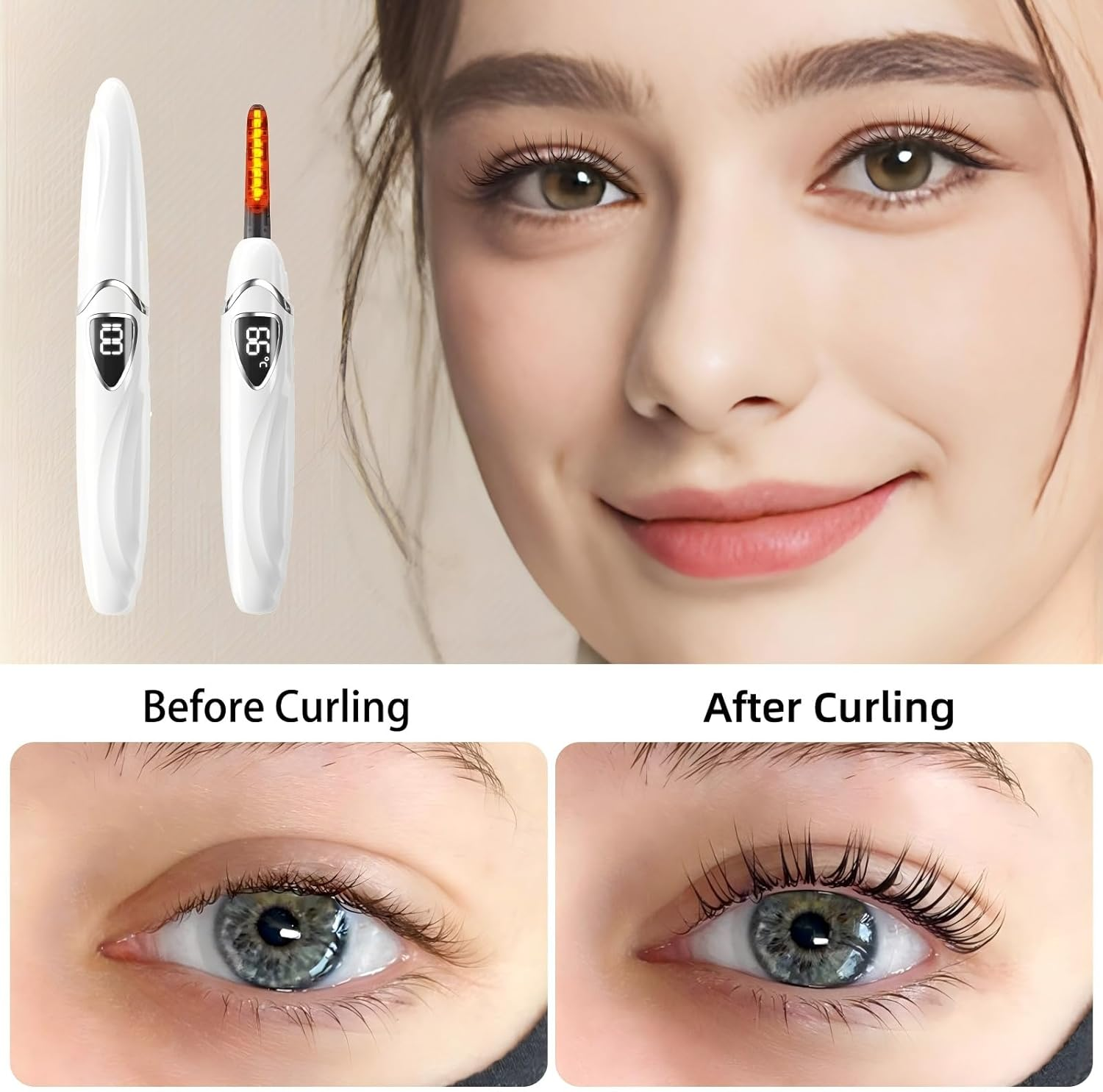 ZAPAL Heated Lash Curler, S600 Heated Eyelash Curler Rechargeable, Intelligent Power off Electric Eyelash Curler Heated, Quickly 24 Hs Lasting Natural Makeup for Woman (Snow White/Silver, S600-148MM) - Angel Blue/Silver image number 3