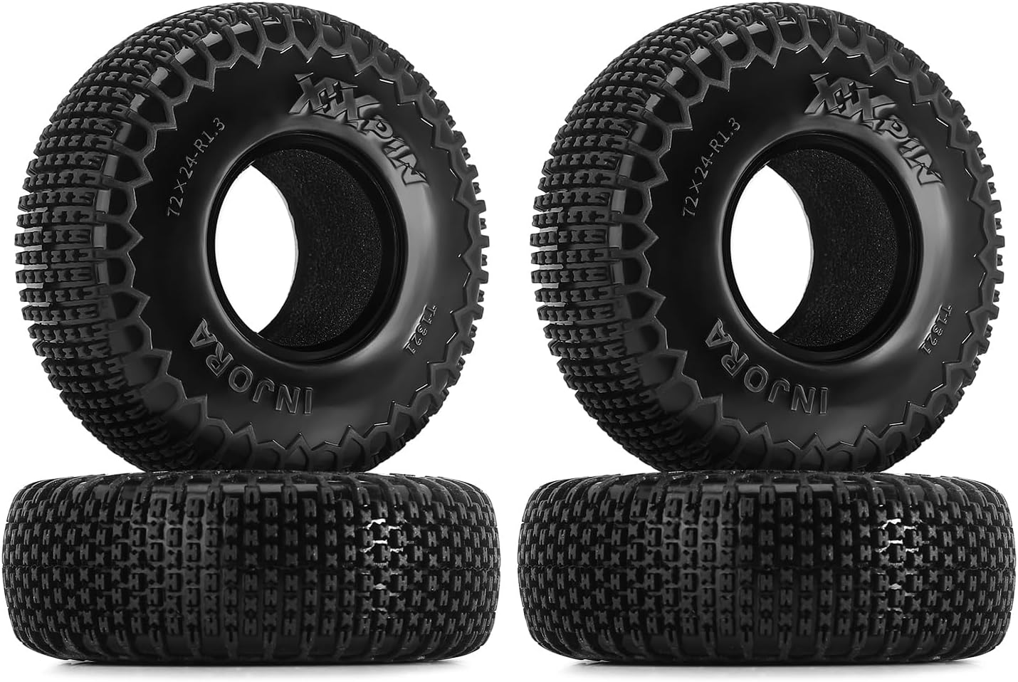 INJORA 1.3 Inch XHX Pen Tyres for Trx4M SCX24, 72 X 24 Mm, S5 Compound, Pack of 4