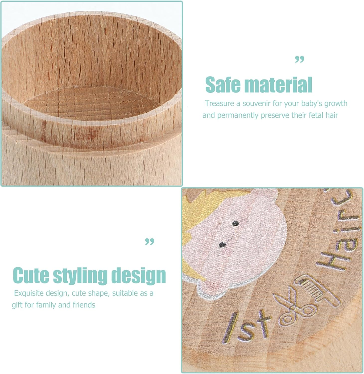 Lanugo Memorial Box Wood Haircut Box for Boy First Childhood Memory Keepsake Case