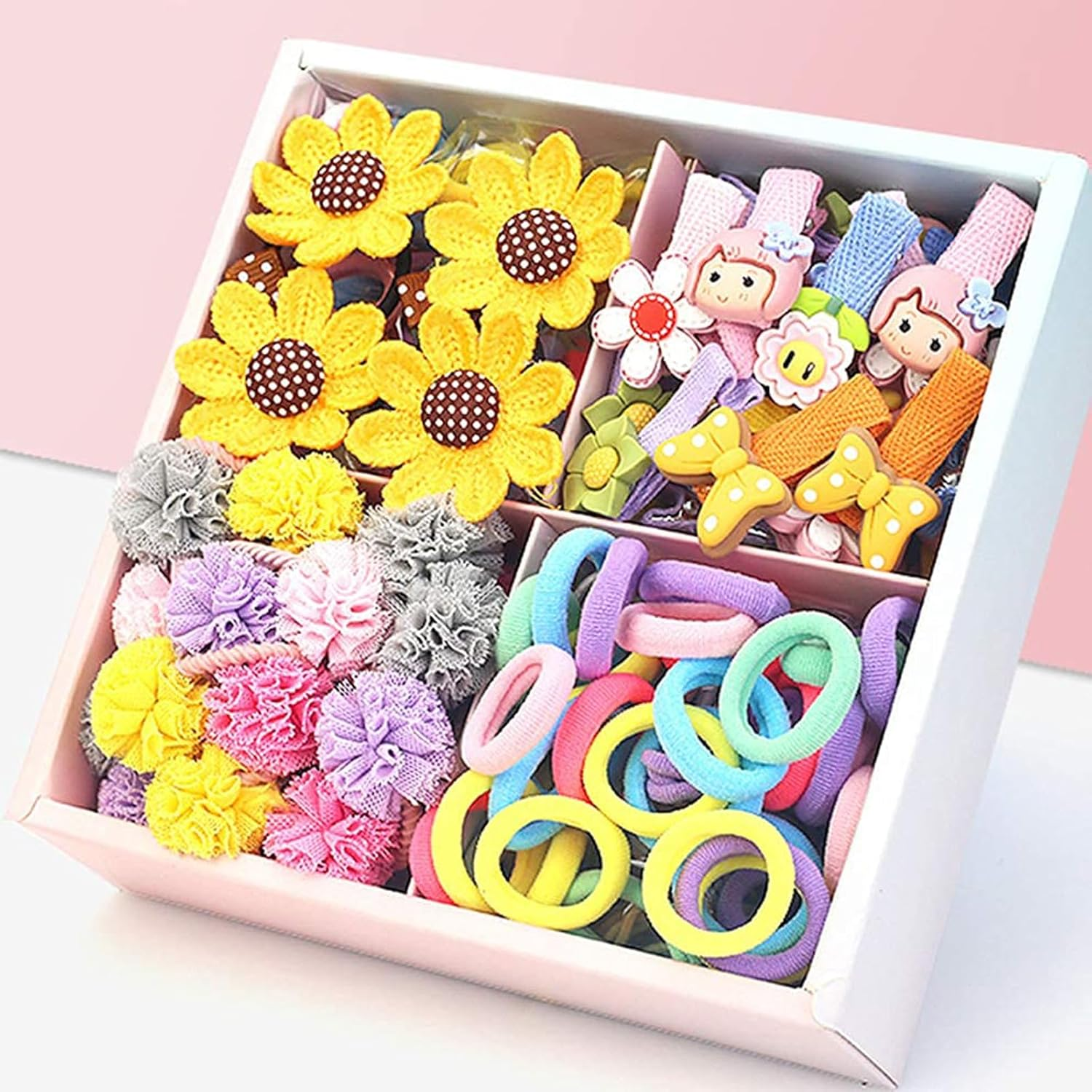 Toddler Hair Ties Set, 74Pcs Hair Bands for Kids with Clips, Rubber Band Hair Ties, Ponytail Holders for Baby Girls, Hair Accessories for Girls image number 3