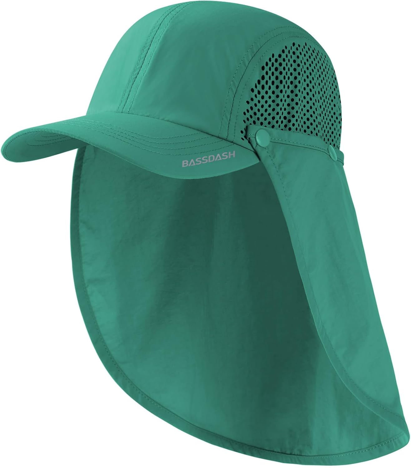 BASSDASH UPF 50+ Foldable Fishing Hat Baseball Cap with Removable Neck Flap Portable for Men Women Golf Hiking