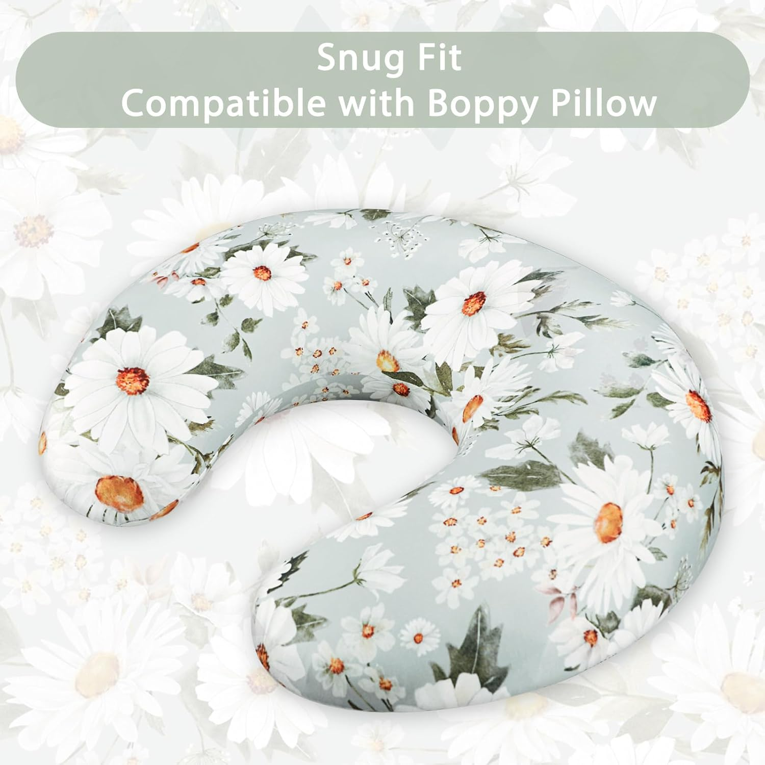 Pea Pod Nursing Pillow Cover Breastfeeding Pillow Slipcover for Moms Soft Breathable Organic Knit Fabric Newborn Infant Feeding Pillow Covers for Baby Girl Boy, Daisy