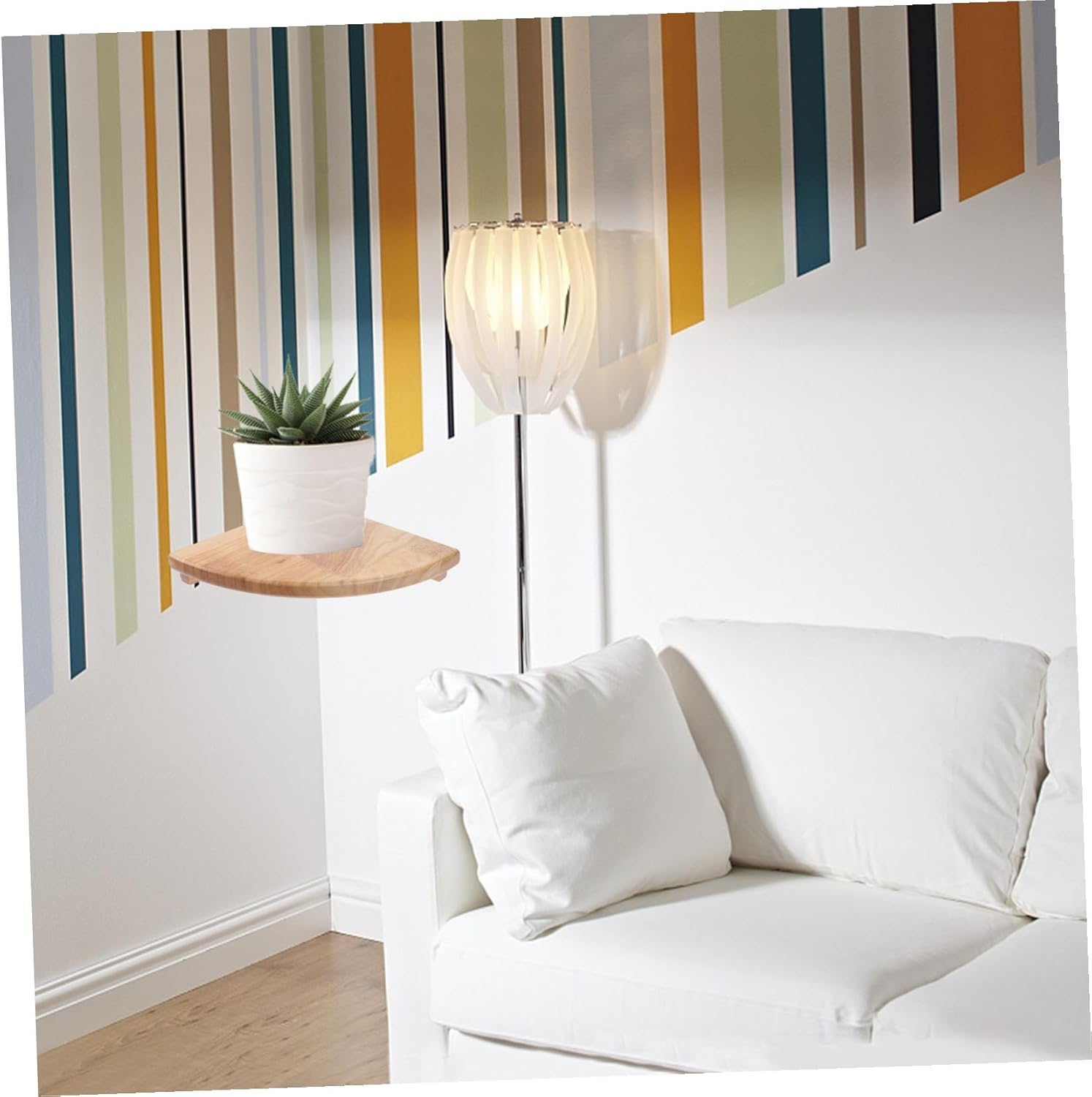 TEHAUX Fan Shaped Wall Shelf Corner Rack Floating Storage for Kitchen Bedroom Living Home Decor image number 1