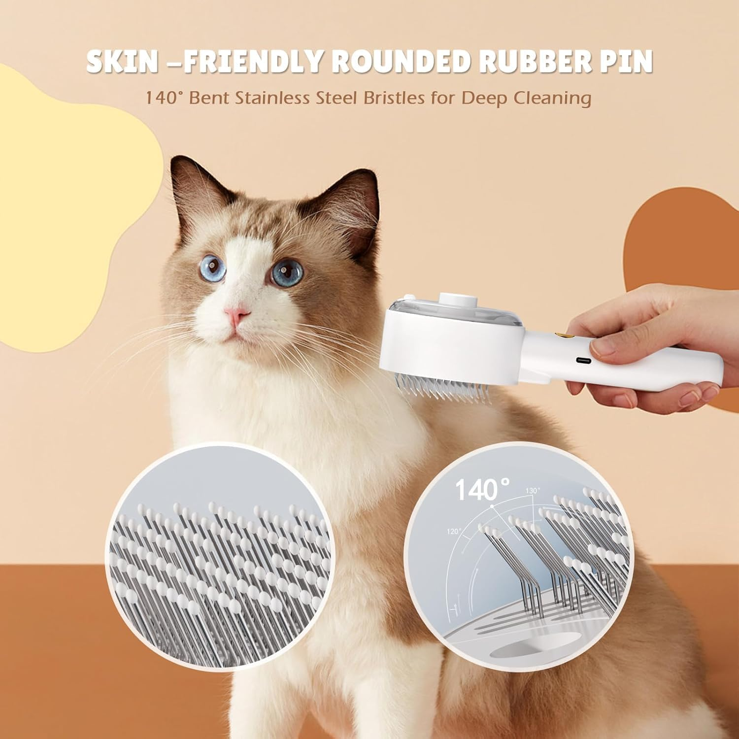 Spray Cat Brush for Shedding, 3 in 1 Steam Cat Brush Remove Static Flying Hair, Pet Grooming Brush, Cat Comb Water Brushes for Long or Short Haired Cleaning & Removal