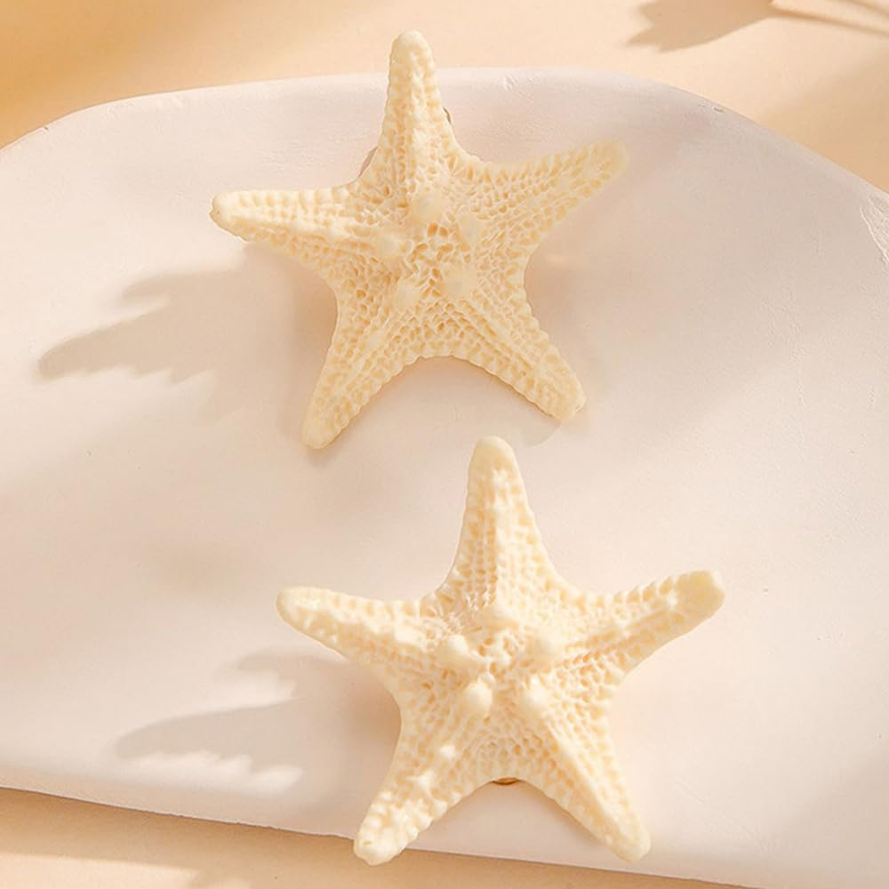7 Pieces Starfish Hair Clips Kids, Resin Mermaid Hair Accessories, Crocodile Clips for Girls, Children'S Hair Clips Set, Starfish Decoration for Everyday and Parties, Beige image number 1