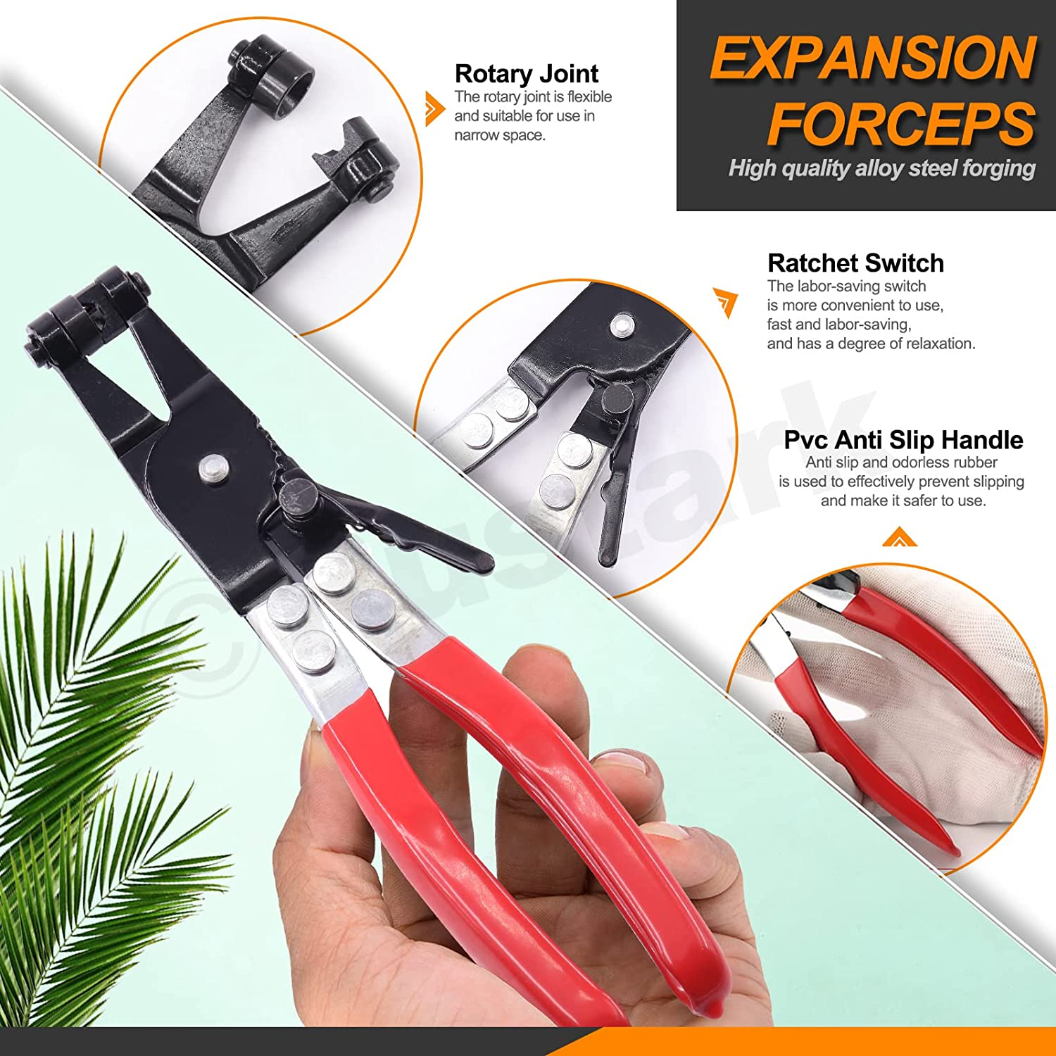 Rustark 121Pcs 12 Different Sizes 7-22Mm Spring Band Hose Clamps with Spring Clamp Pliers Assortment Kit, Fuel Line Silicone Vacuum Hose Pipe Clamp Low Pressure Air Clip Clamps Fasteners image number 1