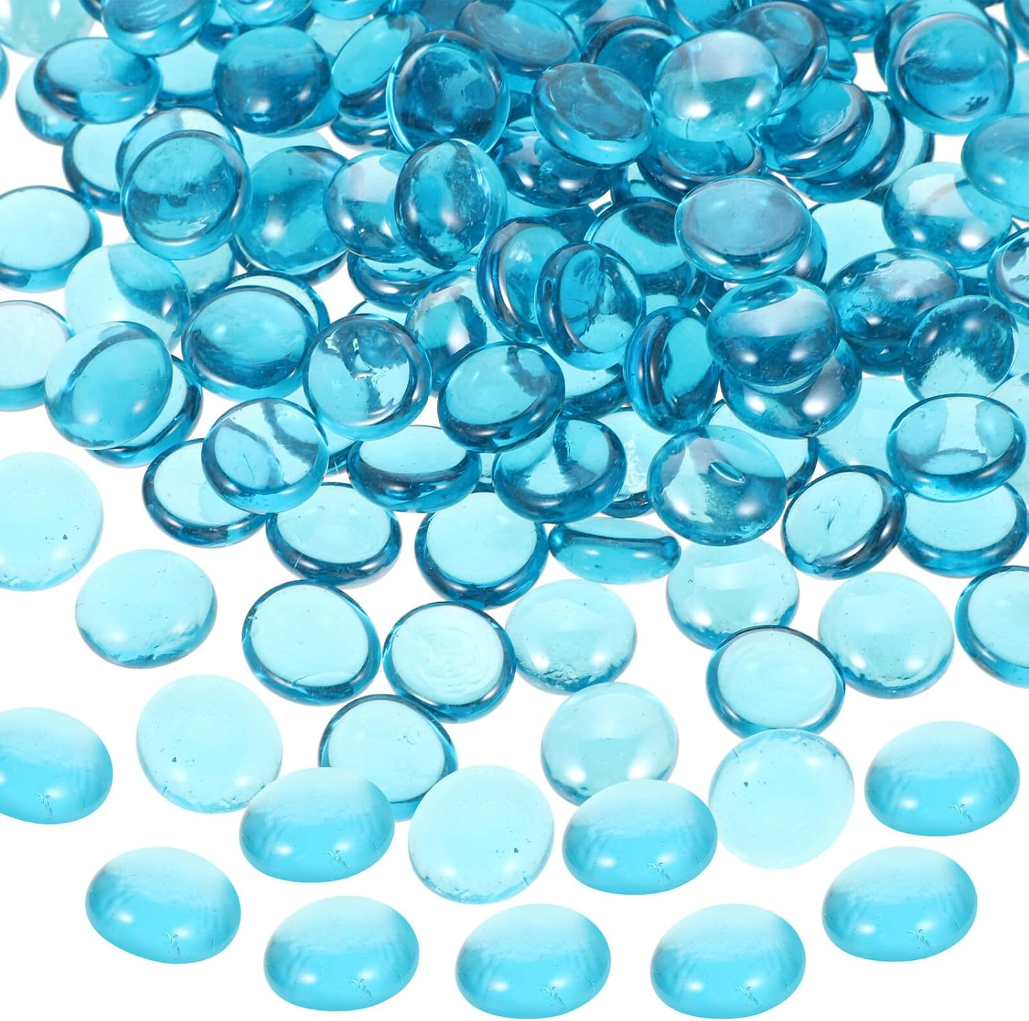 PLAFOPE 16-19Mm Light Blue Fire Pit Rocks Fire-Resistant Glass Gravel 1Kg Bag for Fireplace Decoration and Aquarium Stone Decor image number 5