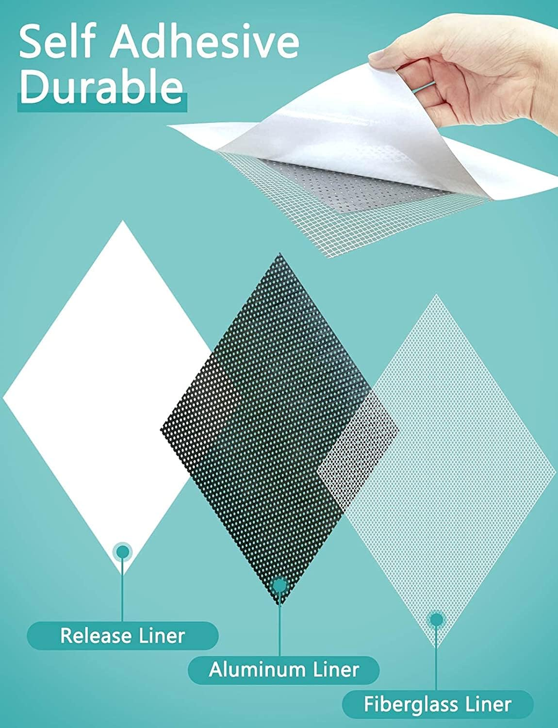 10 PCS Drywall Repair with 1 Scraper Kit, 10 CM Self-Adhesive Fiberglass Mesh Wall Repair Patch, 4 Inch Aluminum Wall Repair Patch Self Adhesive, Hole Repair Patch Kit for Damaged Drywall Ceiling image number 3