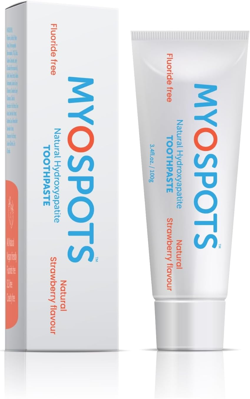 MYOSPOTS Hydroxyapatite Toothpaste - Whitening & Sensitive Care, Reinvented Oral Health with HYDROXYAPATITE, Strawberry Flavour, Fluoride & Sodium Lauryl Sulfate Free (1)