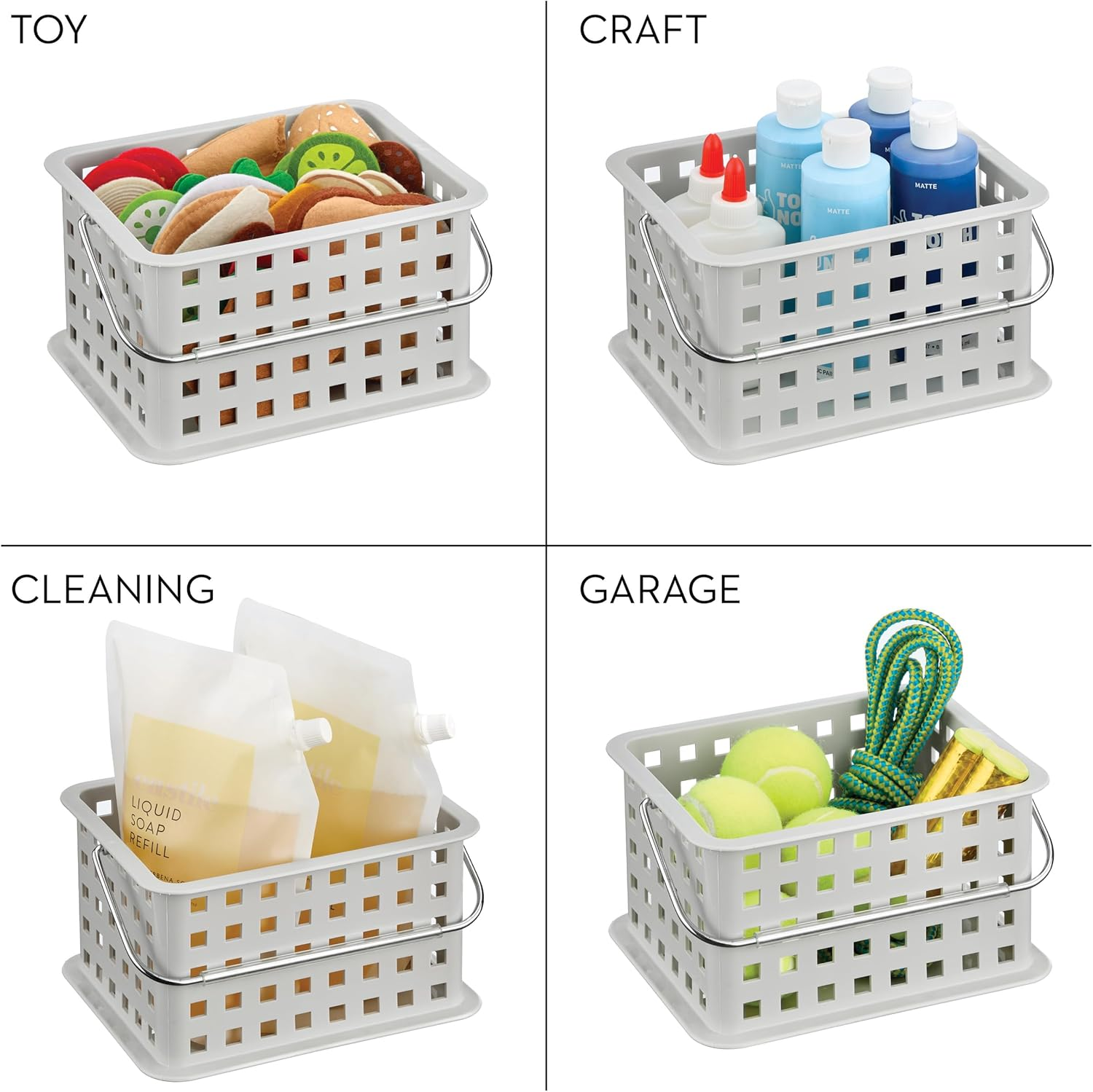 Interdesign Storage Organizer Basket, for Bathroom, Health and Beauty Products - 9.25" X 7" X 5", Light Gray image number 5