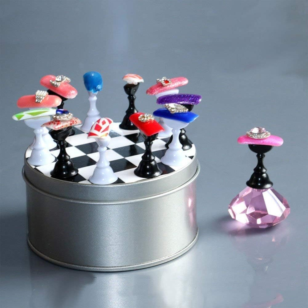 Kalolary Nail Art Display Stand - Magnetic Tips Holder, Crystal Holder, Chessboard, DIY Practice Stand (Transparent) - Pink image number 7