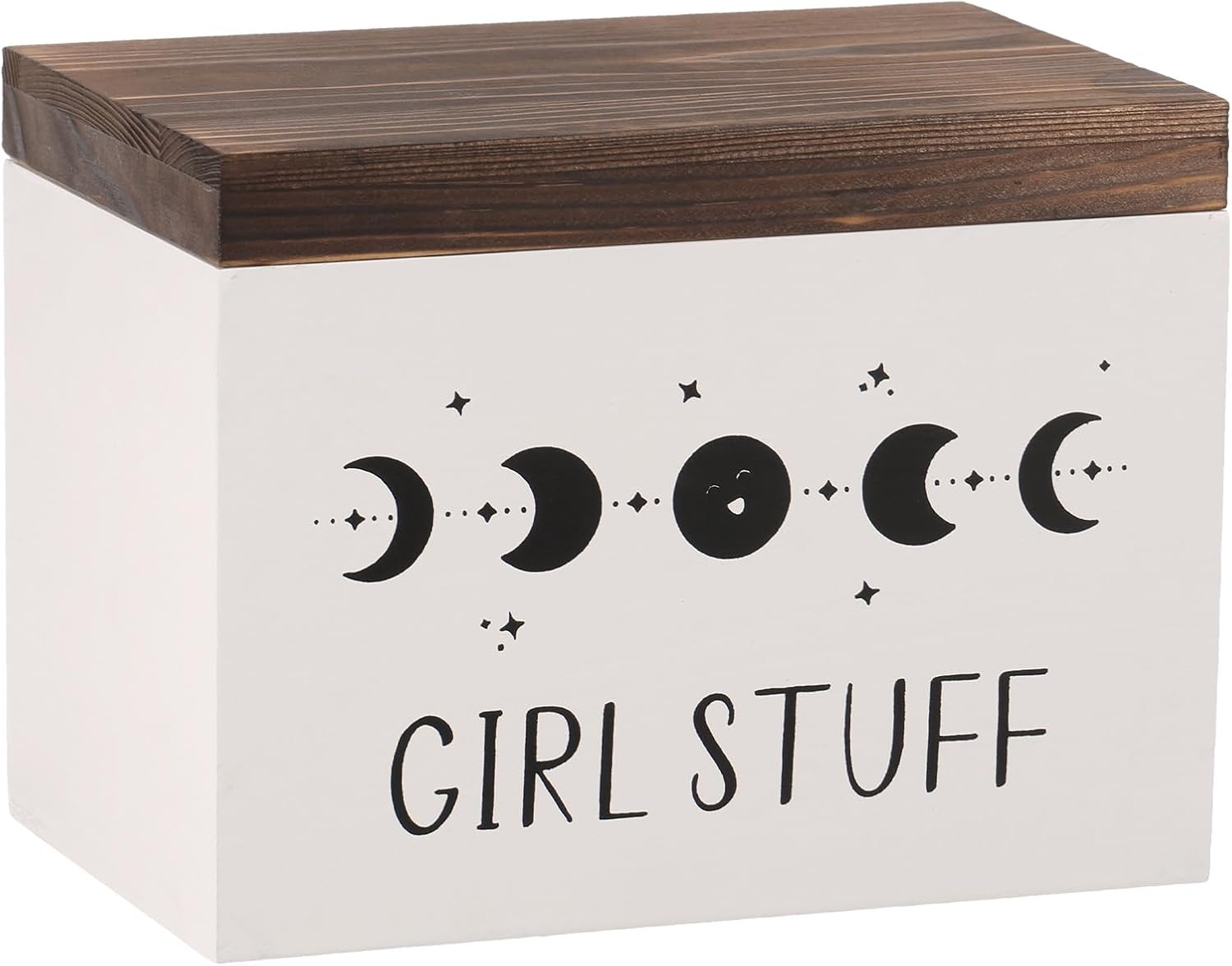 Wood Lady Stuff Storage Box, Lightweight Versatile Feminine Product Organizer, with Hinged Lid and Removable Divider, Tampon Holder and Pad Case for Bathroom Accessories image number 5