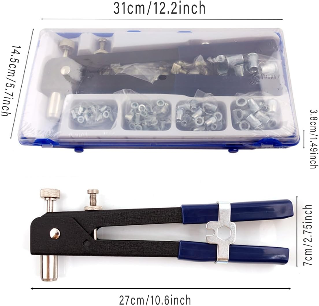 107-Piece, Rivet Nut Tool Kit, Nutsert Gun Wrench Set with M3-M8 Mandrels, Comprehensive Riveting Set for Versatile Fastening image number 1