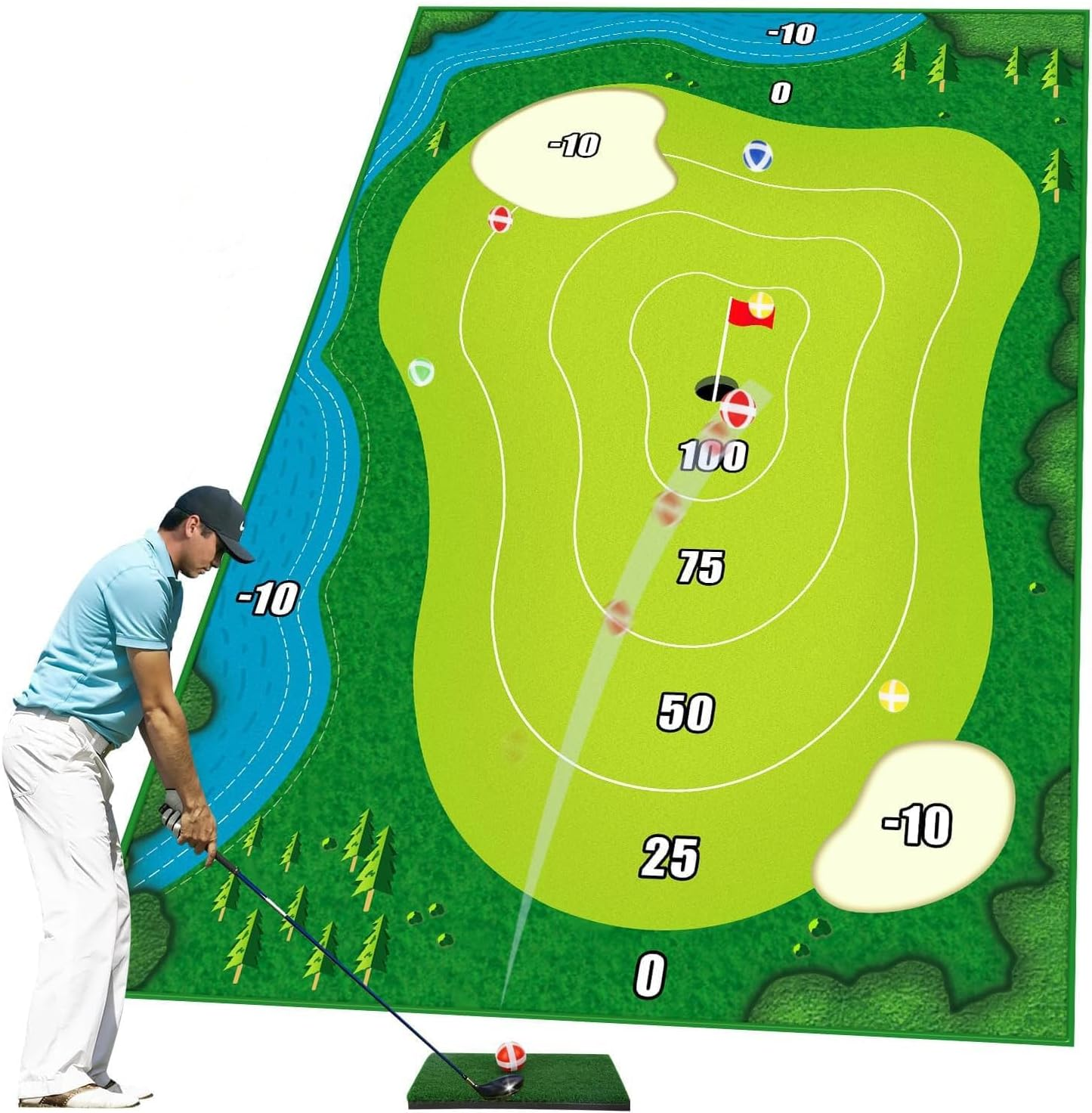 Casual Golf Mat -Sticky Golf Game Set for Adults Indoor Outdoor - Reusable Complete Golf Game Set, Hitting Sticking ​Golf Casual Golf Play Fun Mat，Golf Putting Mat image number 3