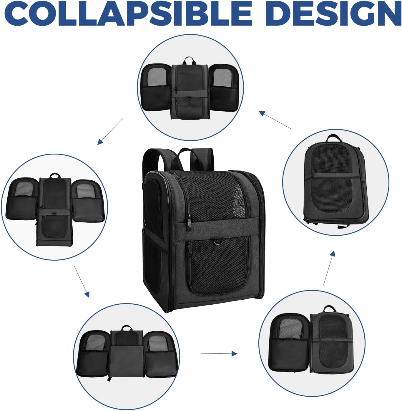 Apollo Walker Pet Carrier Backpack for Large/Small Cats and Dogs, Puppies, Safety Features and Cushion Back Support for Travel, Hiking, Outdoor Use (Black)