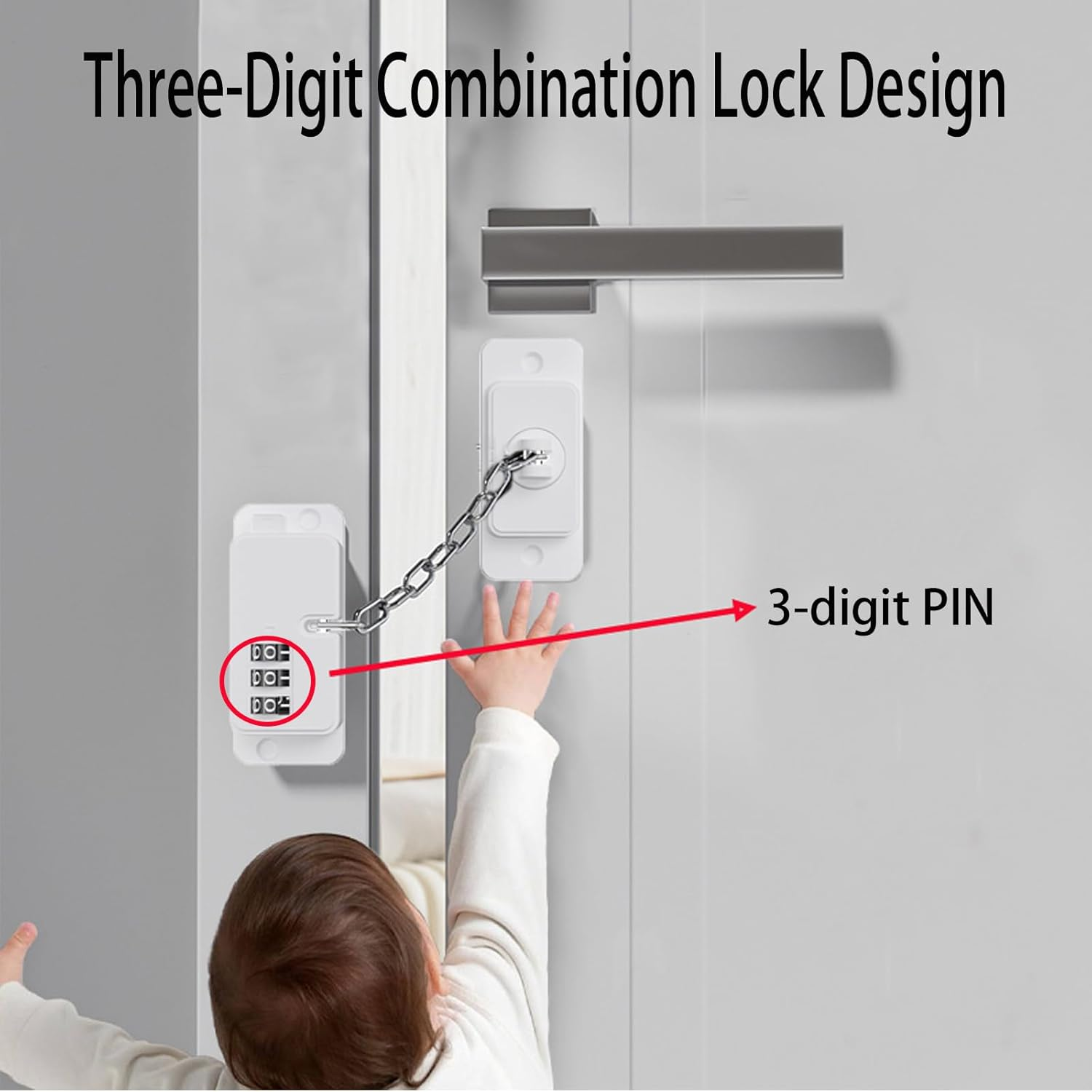 CMINGJ (3 Pack) Child Safety Digital Combination Lock for Fridge, Cabinets, Drawers, Window and Door, Adjustable Safety Lock for Babies, Kids and Toddlers Proofing Lock with Easy Installation (3 Pack) image number 5