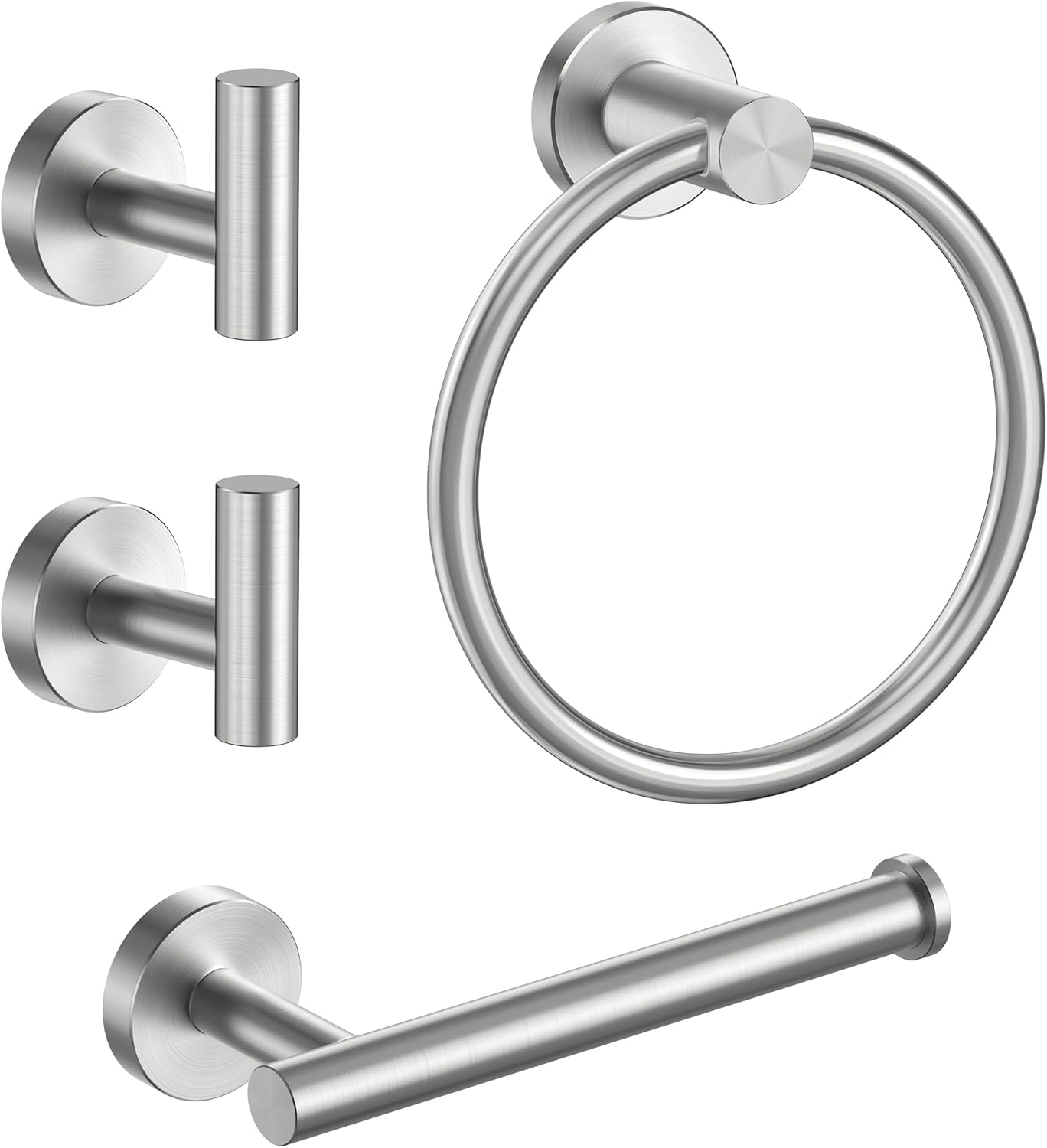 FORIOUS Toilet Roll Holder Set 4 Piece, SUS304 Stainless Steel Wall Mounted, Bathroom Hardware Set with Hand Towel Ring and TP Holder and Towel Hooks, Gold