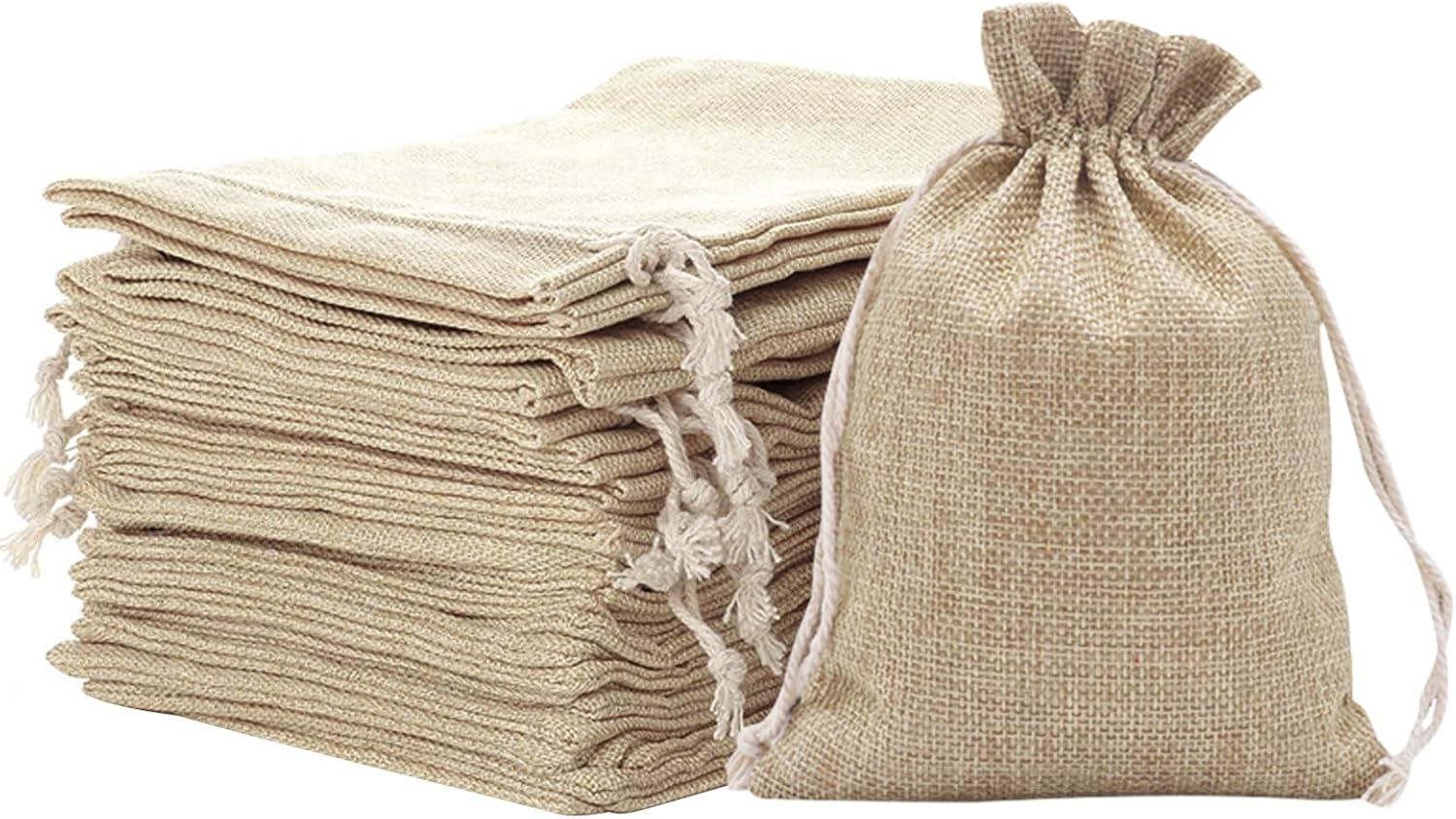 TRMFUSA 30 Pack Burlap Jute Gift Bags with Drawstring
