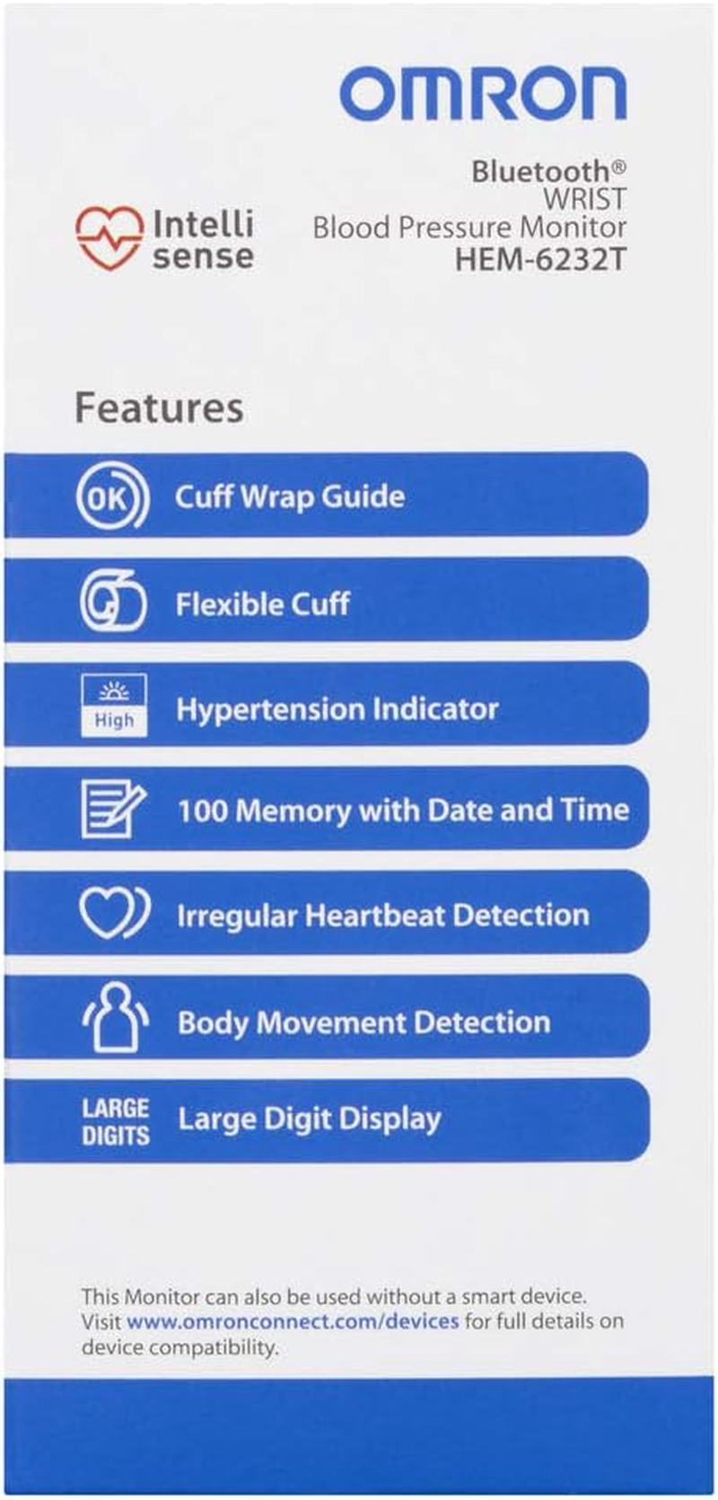Omron HEM6232T Bluetooth&reg; Wrist Blood Pressure Monitor image number 1