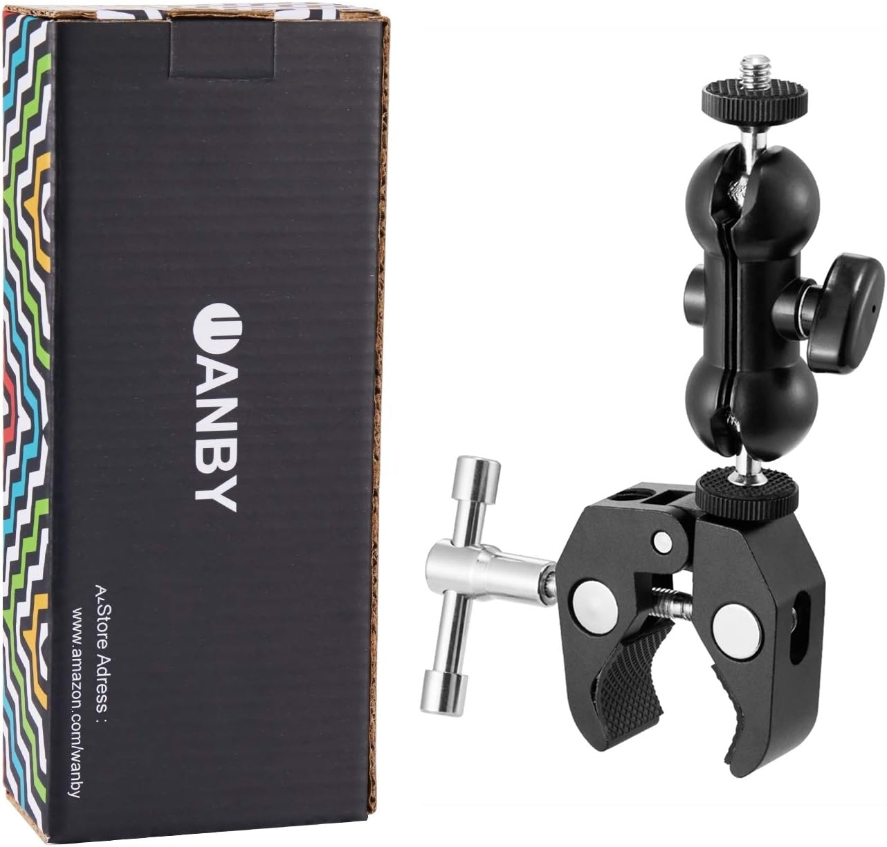 WANBY Camera Clamp Mount Double Ballhead Table Magic Arm Monitor Desk Mount Bracket with Super Clamp with 1/4" and 3/8" Thread for DSLR Camera Rig LCD Monitor LED Flash Lights image number 5