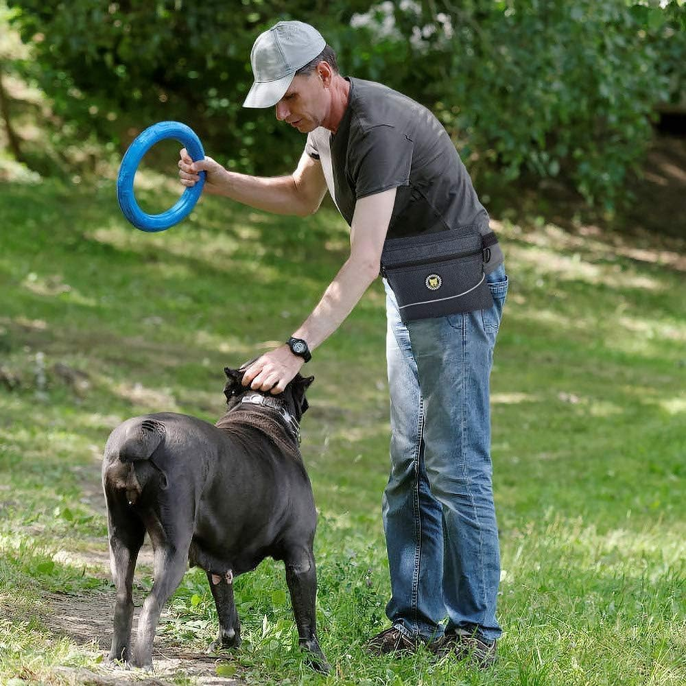 Viklluyr Dog Treat Pouch Bag with Magnetic Closure, 2 Zip Pockets, Dog Food Bag with Removable Inner Pocket, Padded Shoulder Strap, Perfect Food Bag for Agility Training - Including Carabiner image number 3